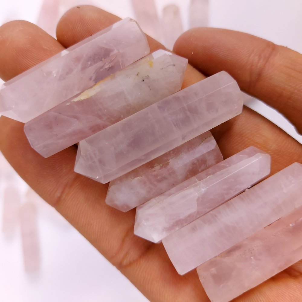 38Pcs 1154Cts  Natural Pink Rose Quartz Points Healing Crystals Pencil Gemstone Towers Rose Quartz Crystal Points Cabochon Gemstone Lot 42x6 22x5mm#G-445
