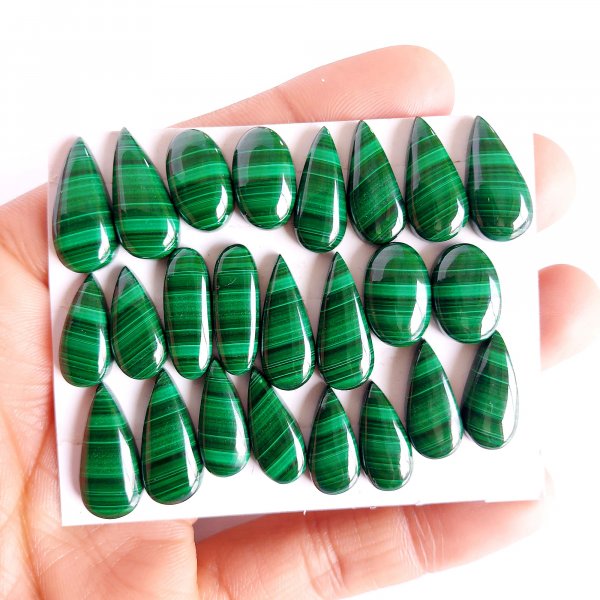 220.Cts 12 pair Natural Smooth Malachite Matched Earring Pair Mix Loose Briolette Gemstone Cabochon Pair Lot Size 20x9 16x10mm