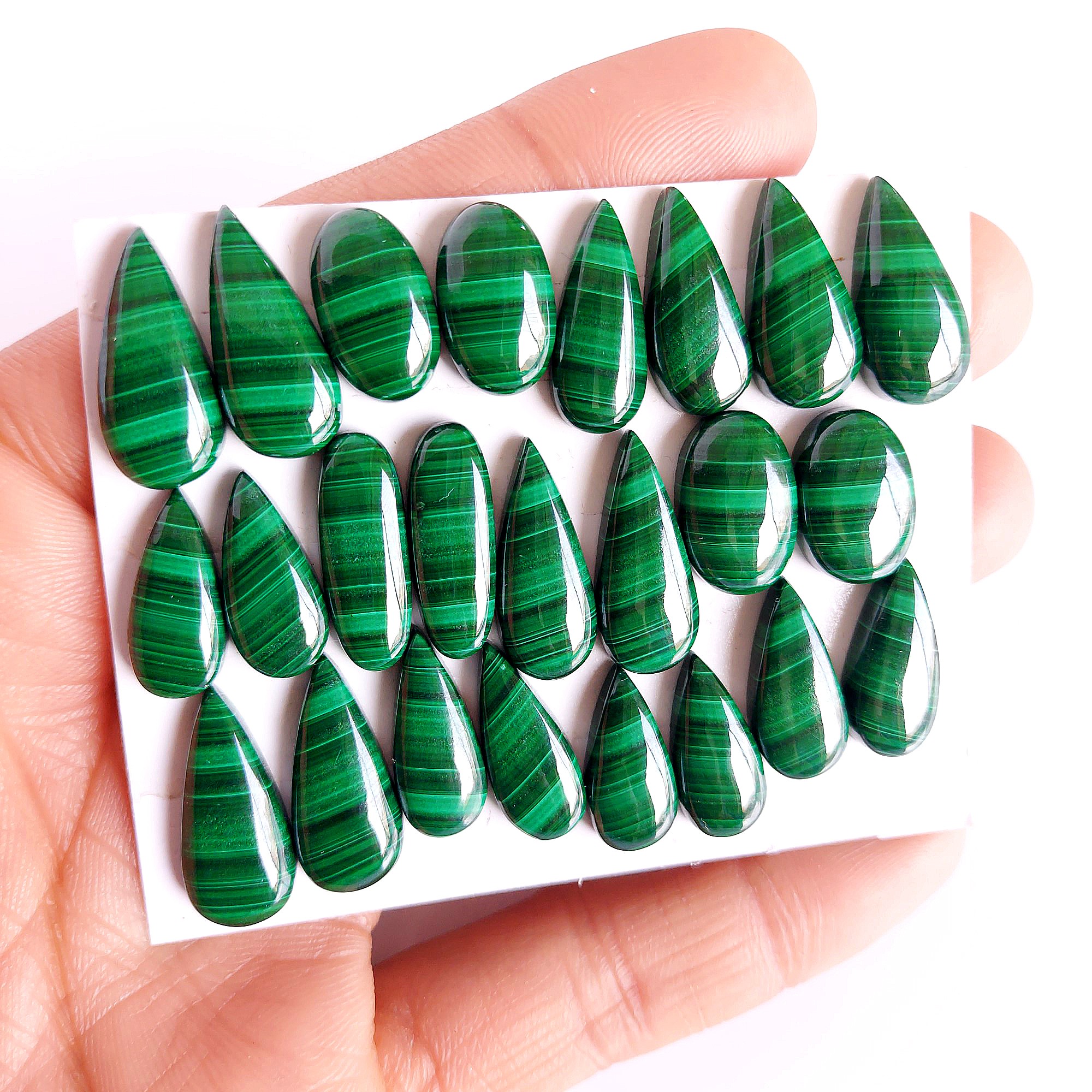 220.Cts 12 pair Natural Smooth Malachite Matched Earring Pair Mix Loose Briolette Gemstone Cabochon Pair Lot Size 20x9 16x10mm