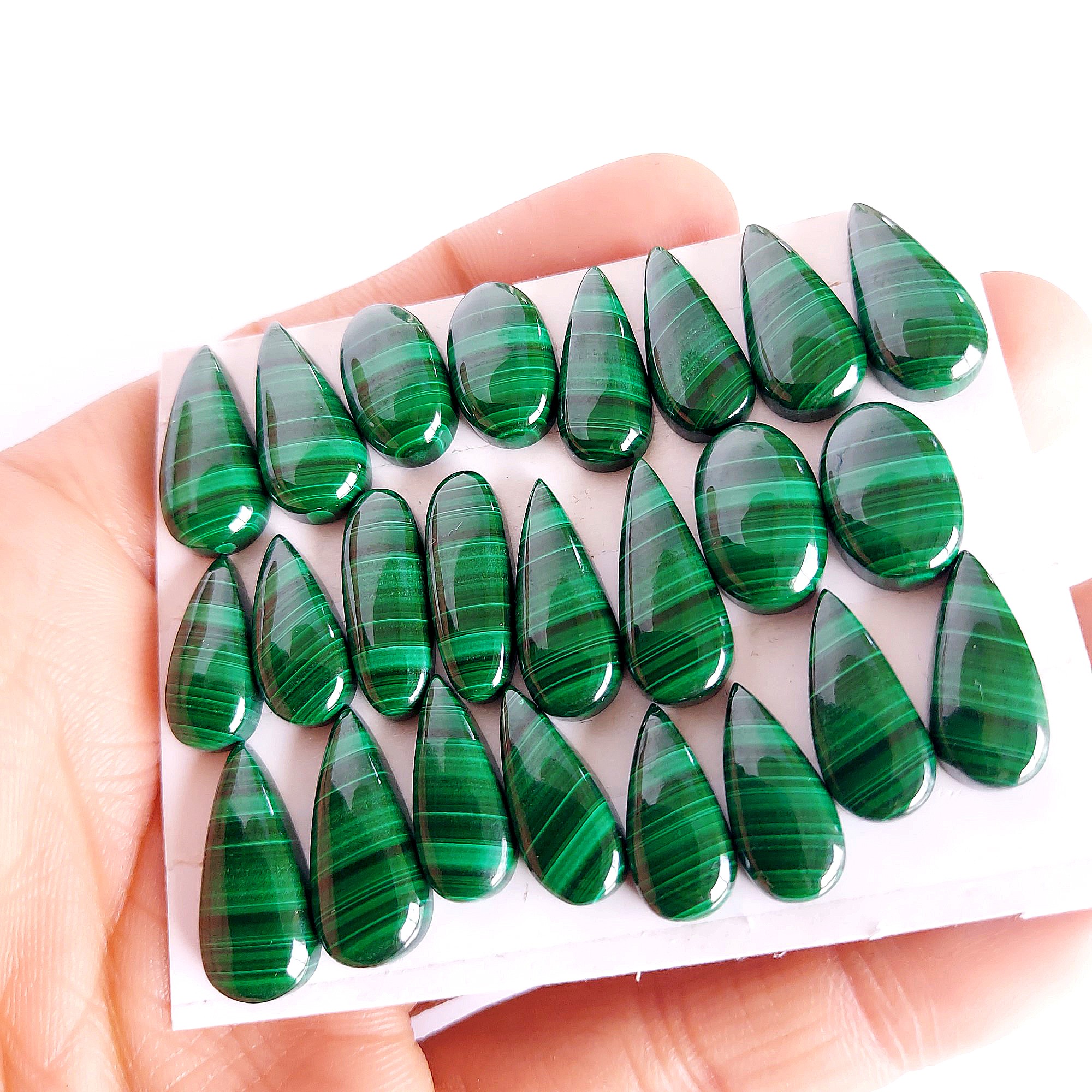 220.Cts 12 pair Natural Smooth Malachite Matched Earring Pair Mix Loose Briolette Gemstone Cabochon Pair Lot Size 20x9 16x10mm