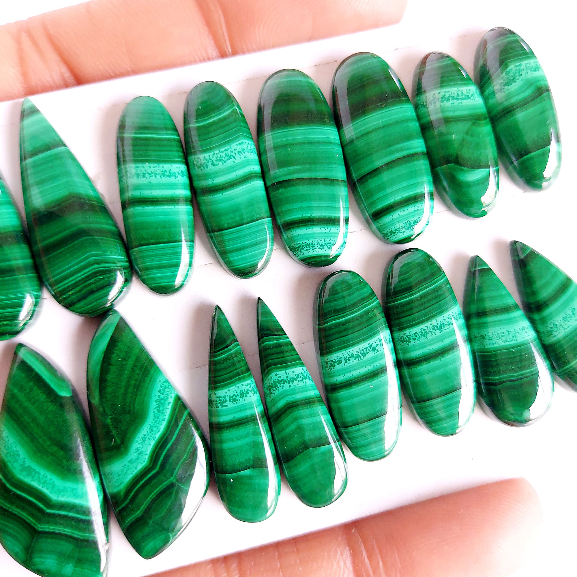 211.Cts 8 pair Natural Smooth Malachite Matched Earring Pair Mix Loose Briolette Gemstone Cabochon Pair Lot Size 28x12 21x8mm