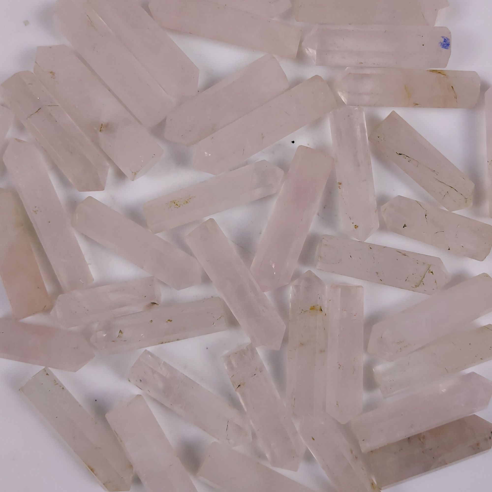 39Pcs 1155Cts  Natural Pink Rose Quartz Points Healing Crystals Pencil Gemstone Towers Rose Quartz Crystal Points Cabochon Gemstone Lot 40x6 27x6mmG-448