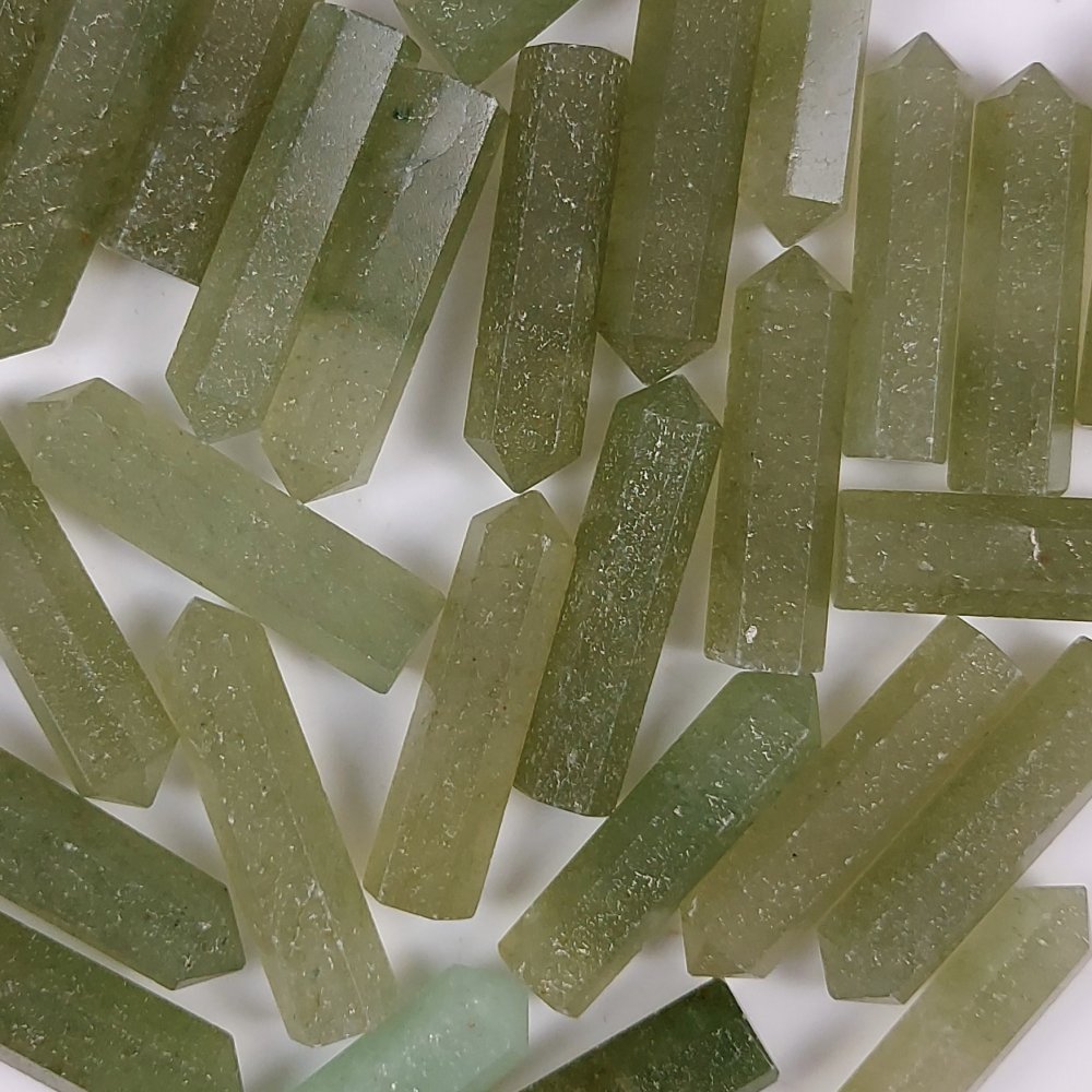 30Pcs 841Cts  Natural Green Aventurine Points Healing Crystals Pencil Gemstone Towers Aventurine Crystal Points Cabochon Gemstone Lot 39x7 32x5mm#G-449