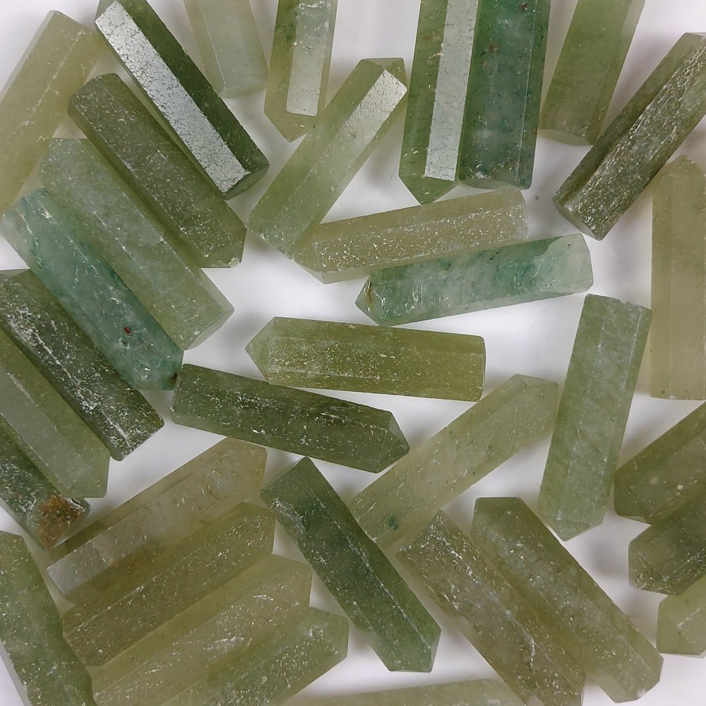 35Pcs 988Cts  Natural Green Aventurine Points Healing Crystals Pencil Gemstone Towers Aventurine Crystal Points Cabochon Gemstone Lot 34x7 30x6 mm#G-451