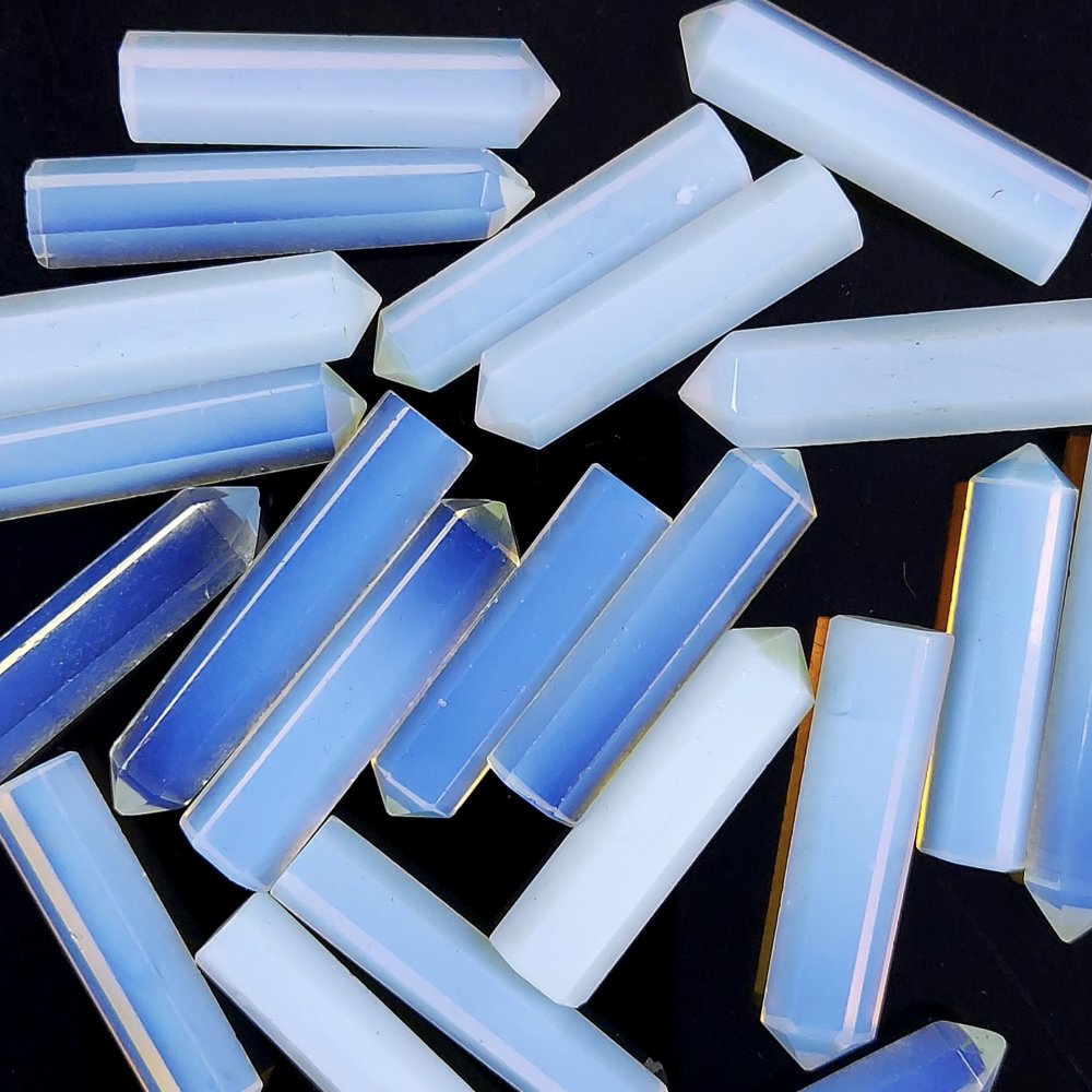 17Pcs 433Cts  Natural Opalite Points Healing Crystals Pencil Gemstone Towers White Opal Crystal Points Cabochon Gemstone Lot 36x5 29x5 mm#G-457