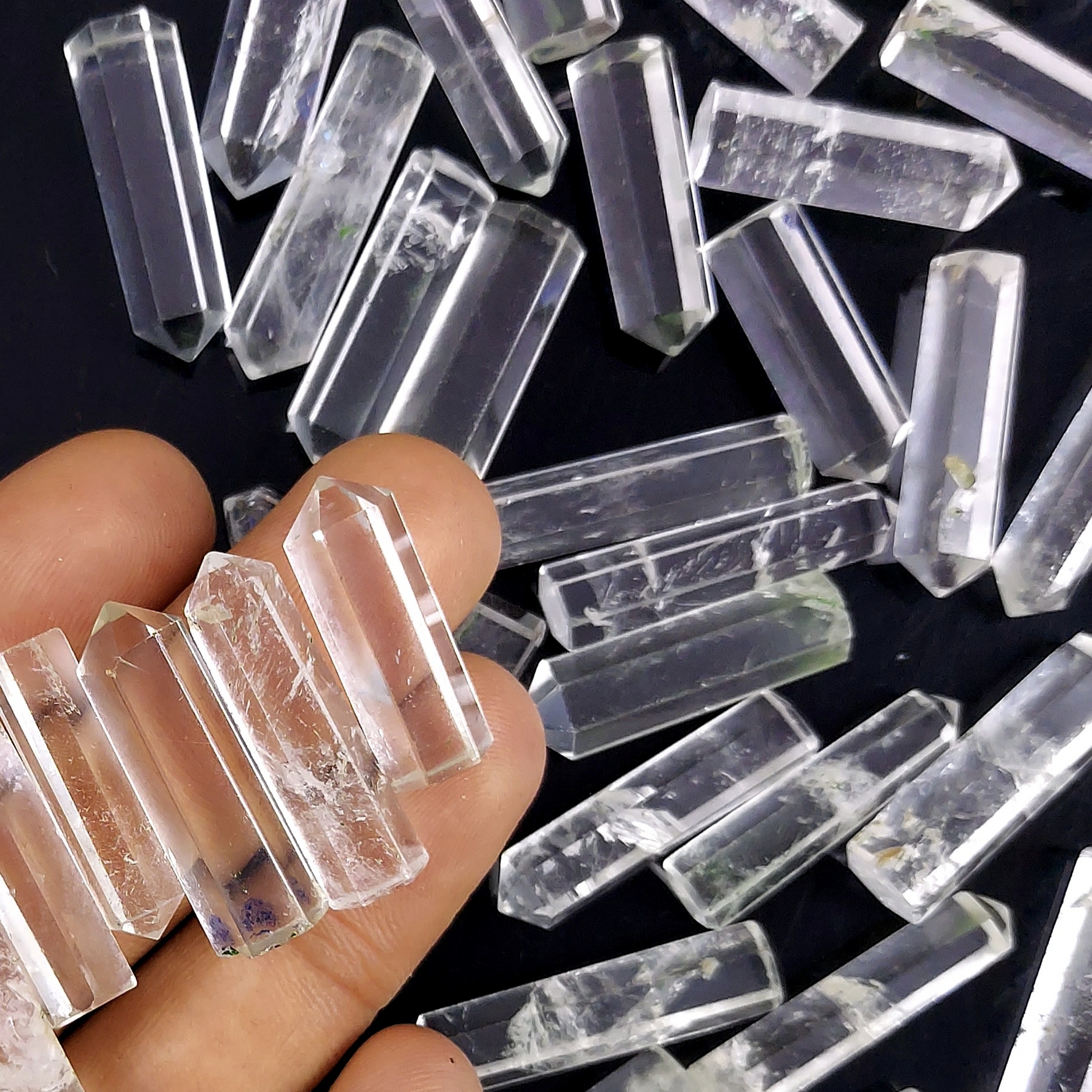 43Pcs 620Cts  Natural Crystal Quartz Points Healing Crystals Pencil Gemstone Towers Quartz Crystal Points Cabochon Gemstone Lot 30x6 22x5mm#G-458