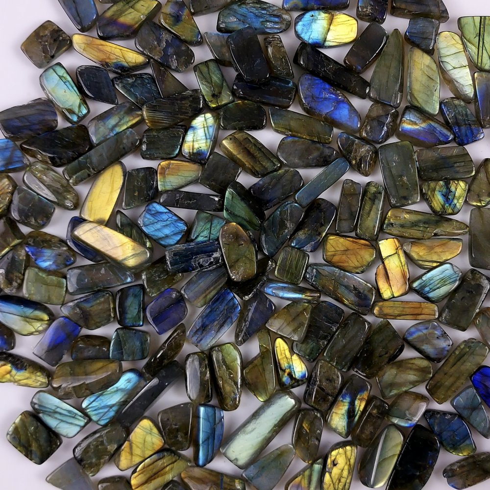 159Pcs 1425Cts  Natural Labradorite Multi Fire Tumbled Drum Polish Undrilled Beads Cabochon Gemstone Lot  25x7 10x7 mm#G-461