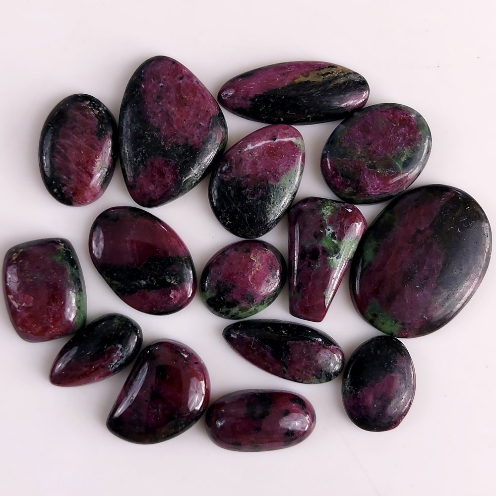 15Pcs 470Cts Natural Ruby in Zoisite Cabochon Loose Gemstone Back unpolished  32x23 17x12mm#474