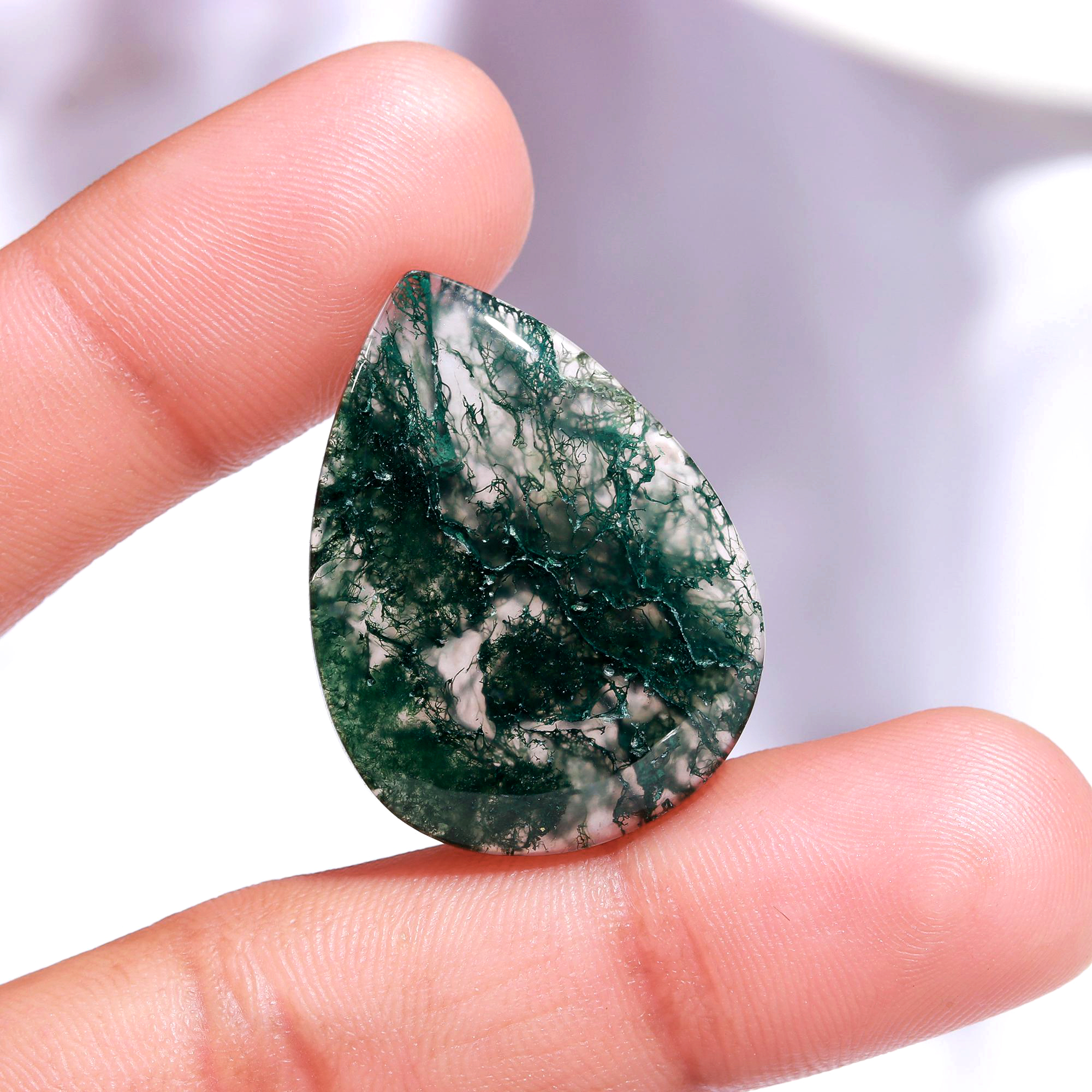11 Pc 172 Cts Natural Green Moss Agate Mix Loose gemstone cabochon Wholesale lot polished both side Size 28x20 15x15mm