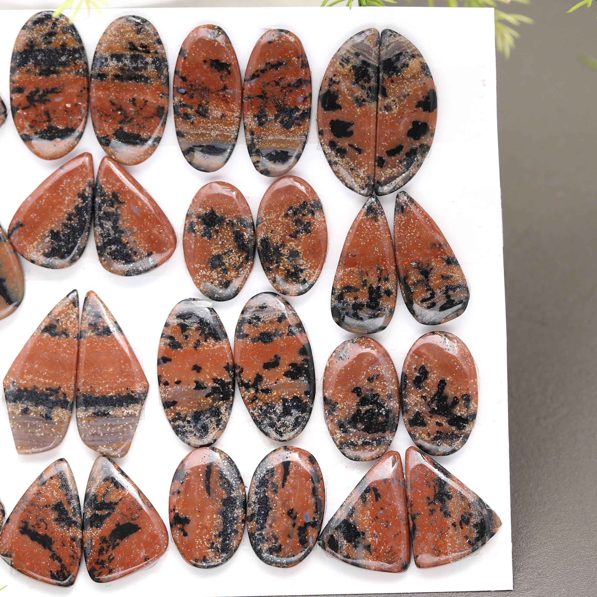315.Cts 20 Pair Natural Smooth Honey Dendrid Agate Mix Cabochon Loose Gemstone Pair Wholesale Lot Size 24x12 16x10mm