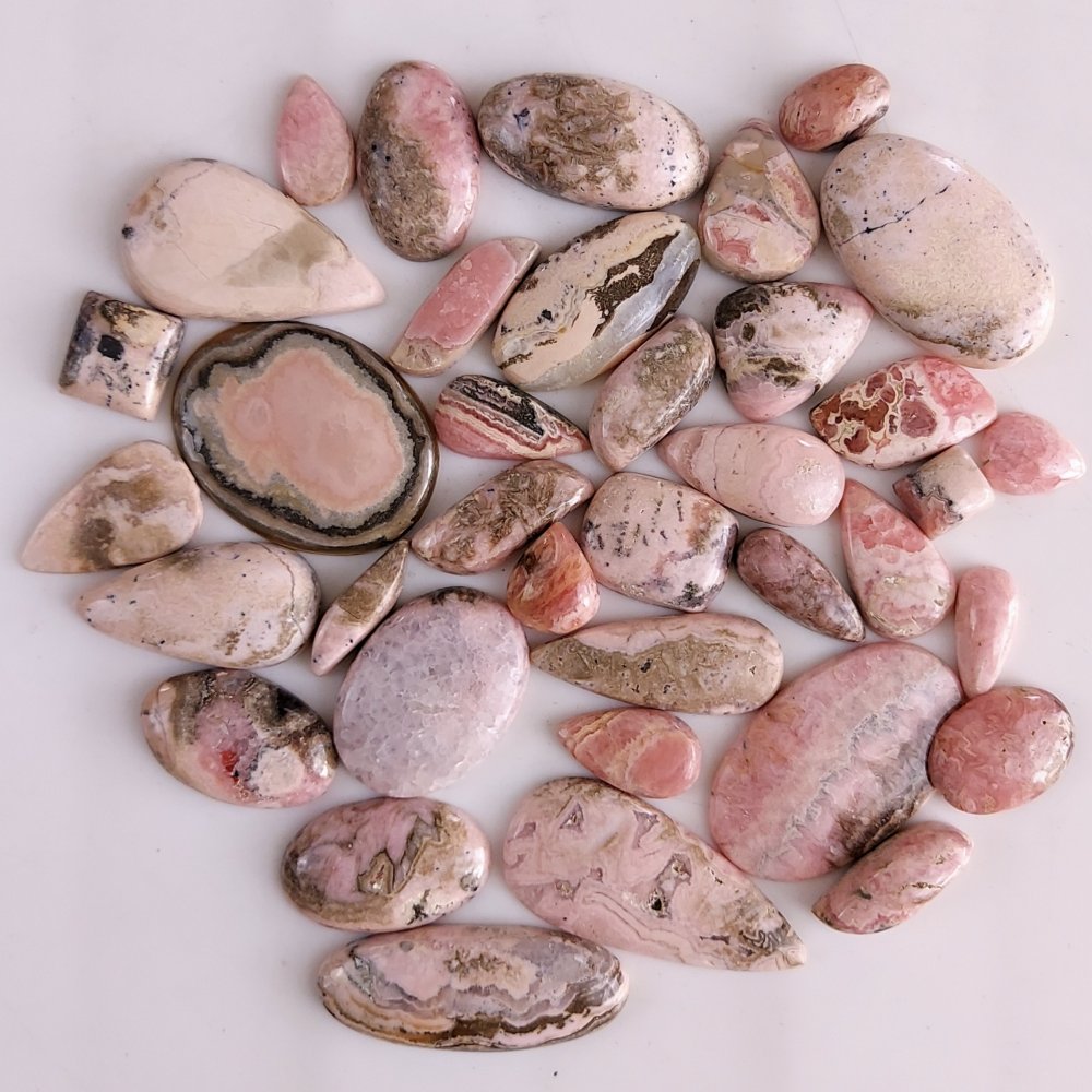 37Pcs 790Cts Natural Rhodochrosite Cabochon Loose Gemstone lot Back Unpolished 38x13 11x9mm#491