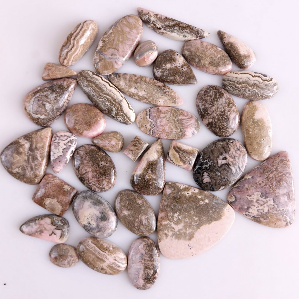 32Pcs 981Cts Natural Rhodochrosite Cabochon Loose Gemstone lot Back Unpolished 43x40 13x9mm#492