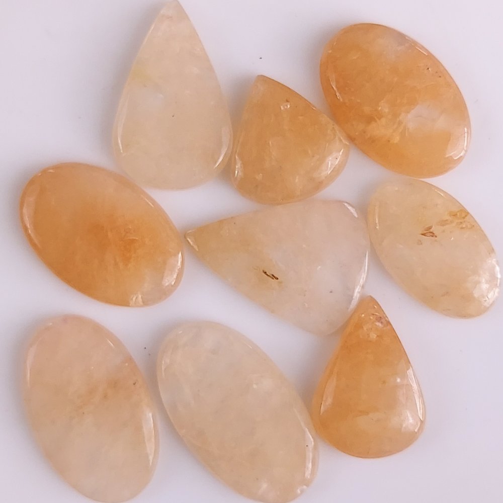 9Pcs 335Cts Natural Orange Aventurine Loose Cabochon Gemstone Both Side Polished 37x20 20x18mm#494