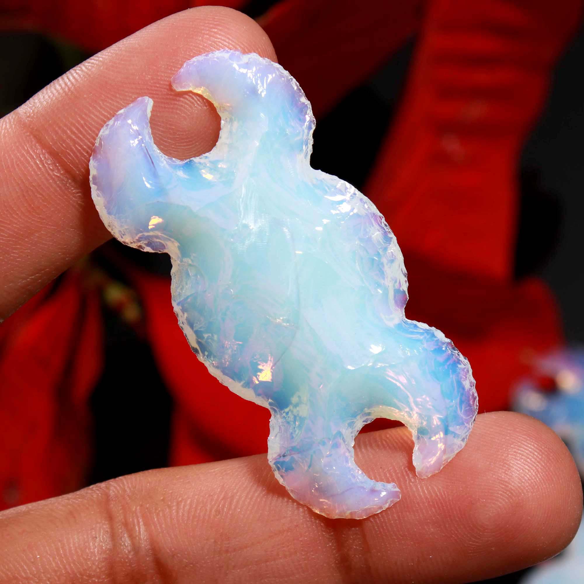 Opalite Double Moon Carving
