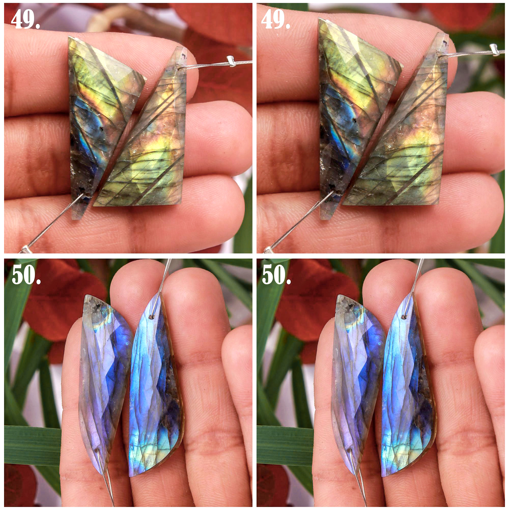 Natural Faceted Labradorite  Front To Back Drilled Earring Pair Loose Gemstone