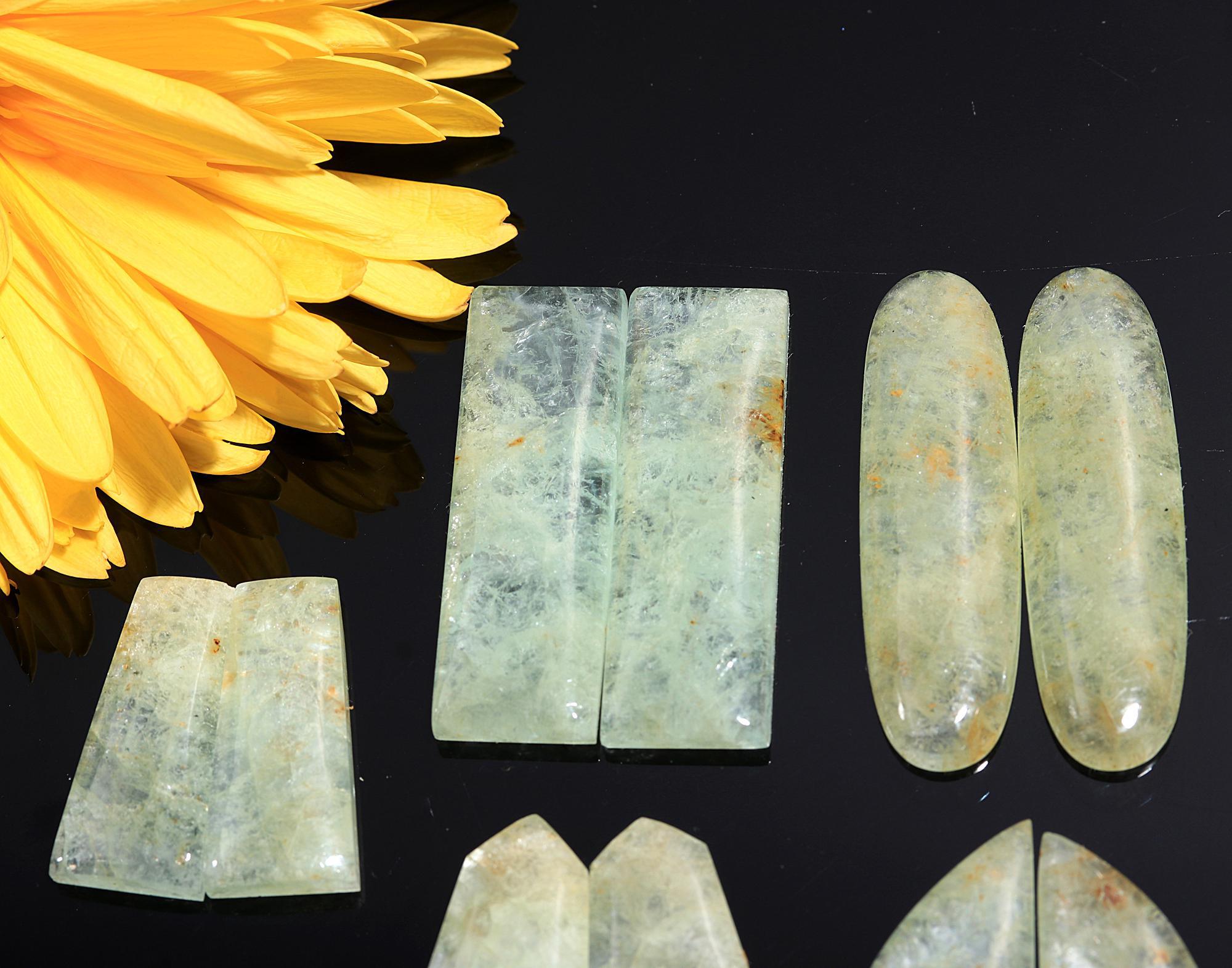 10 Pair 395 Cts Natural Aquamarine Earring Pair Lot Fancy Loose Gemstone Wholesale Lot Size 42x14 24x11mm