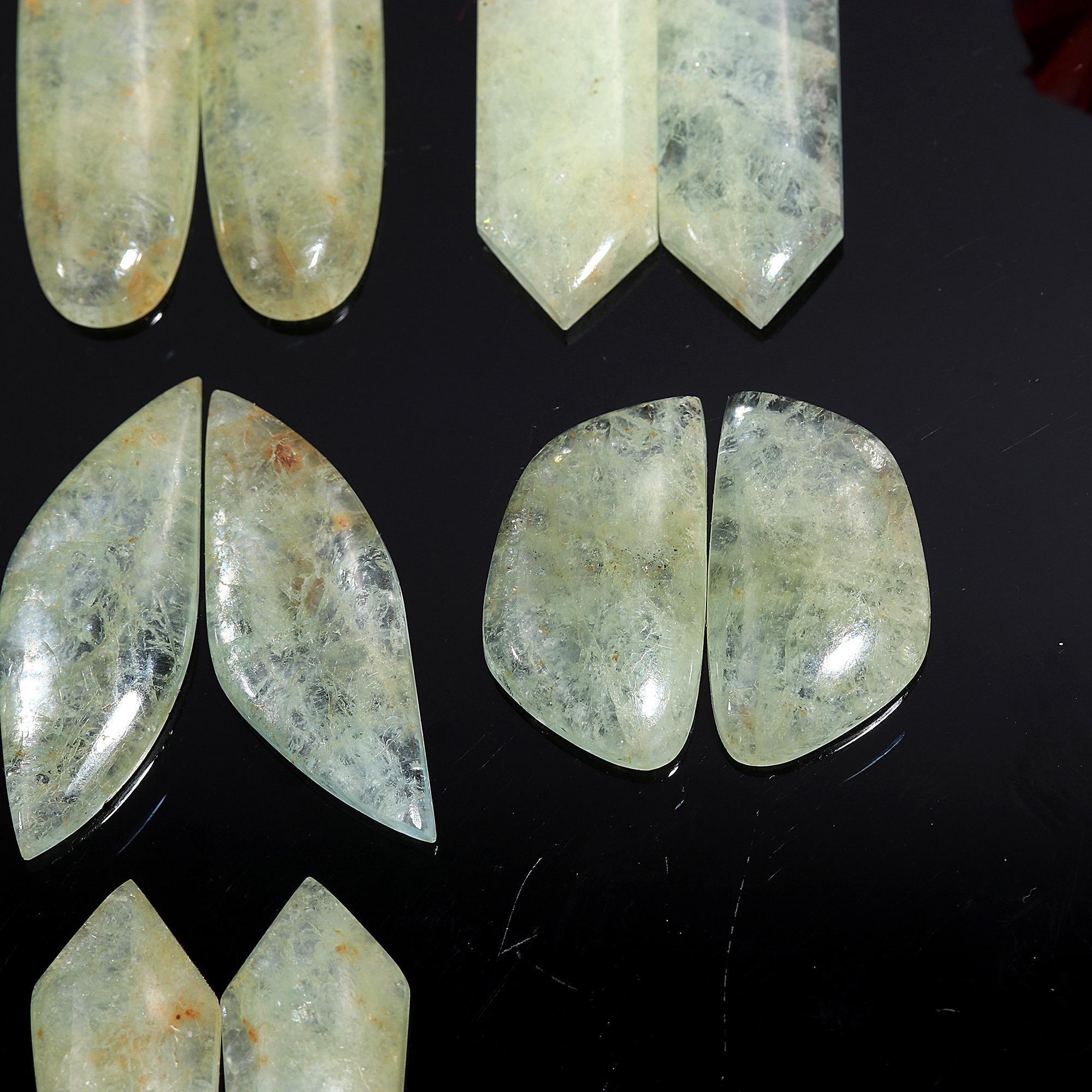 10 Pair 395 Cts Natural Aquamarine Earring Pair Lot Fancy Loose Gemstone Wholesale Lot Size 42x14 24x11mm