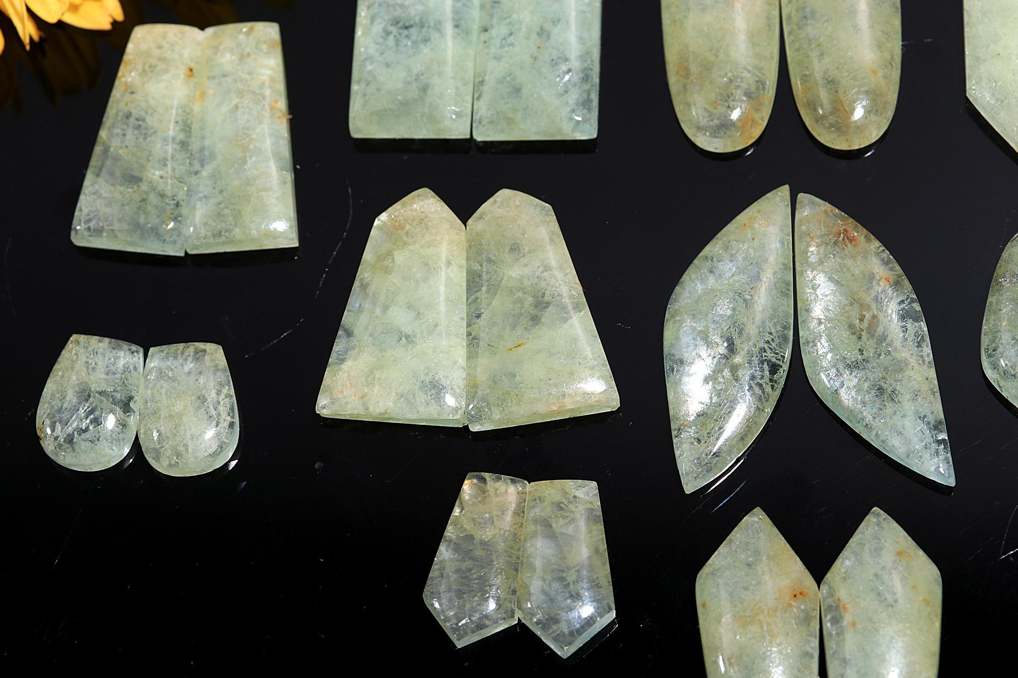 10 Pair 395 Cts Natural Aquamarine Earring Pair Lot Fancy Loose Gemstone Wholesale Lot Size 42x14 24x11mm
