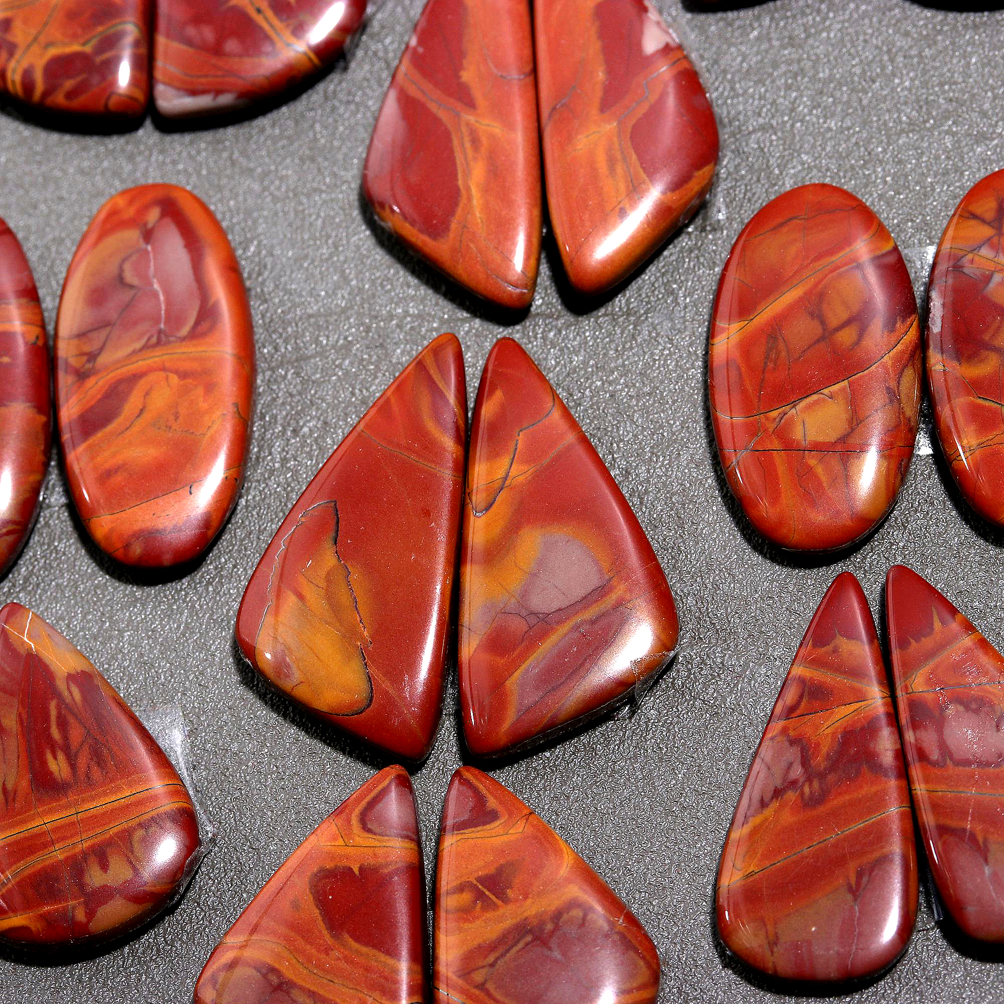 18Pair 264Cts.Natural Smooth Noreena Jasper Matched Earring Pair Mix Loose Gemstone Cabochon Pair Lot Size 23x10 15x7mm