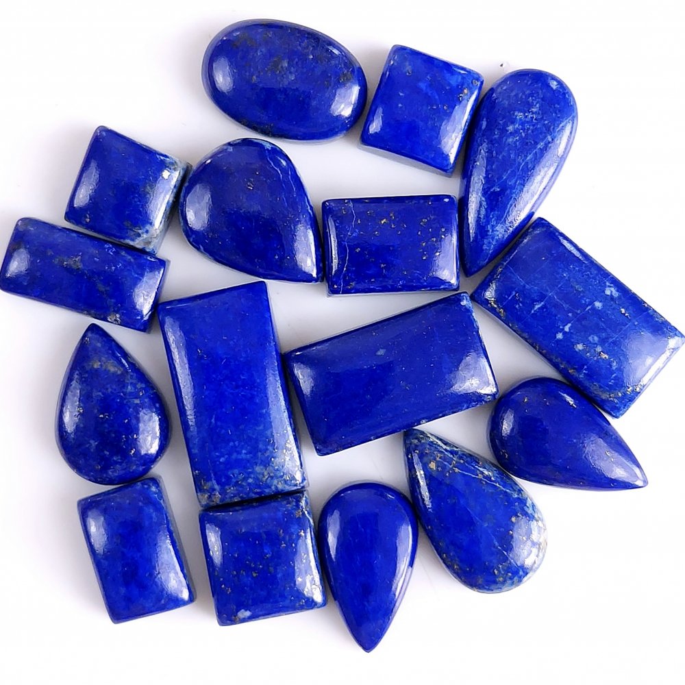 16Pcs 249Cts Natural Blue Lapis Lazuli Loose Cabochon Gemstone Free Size Polished Stone20x10 16x8mm#505