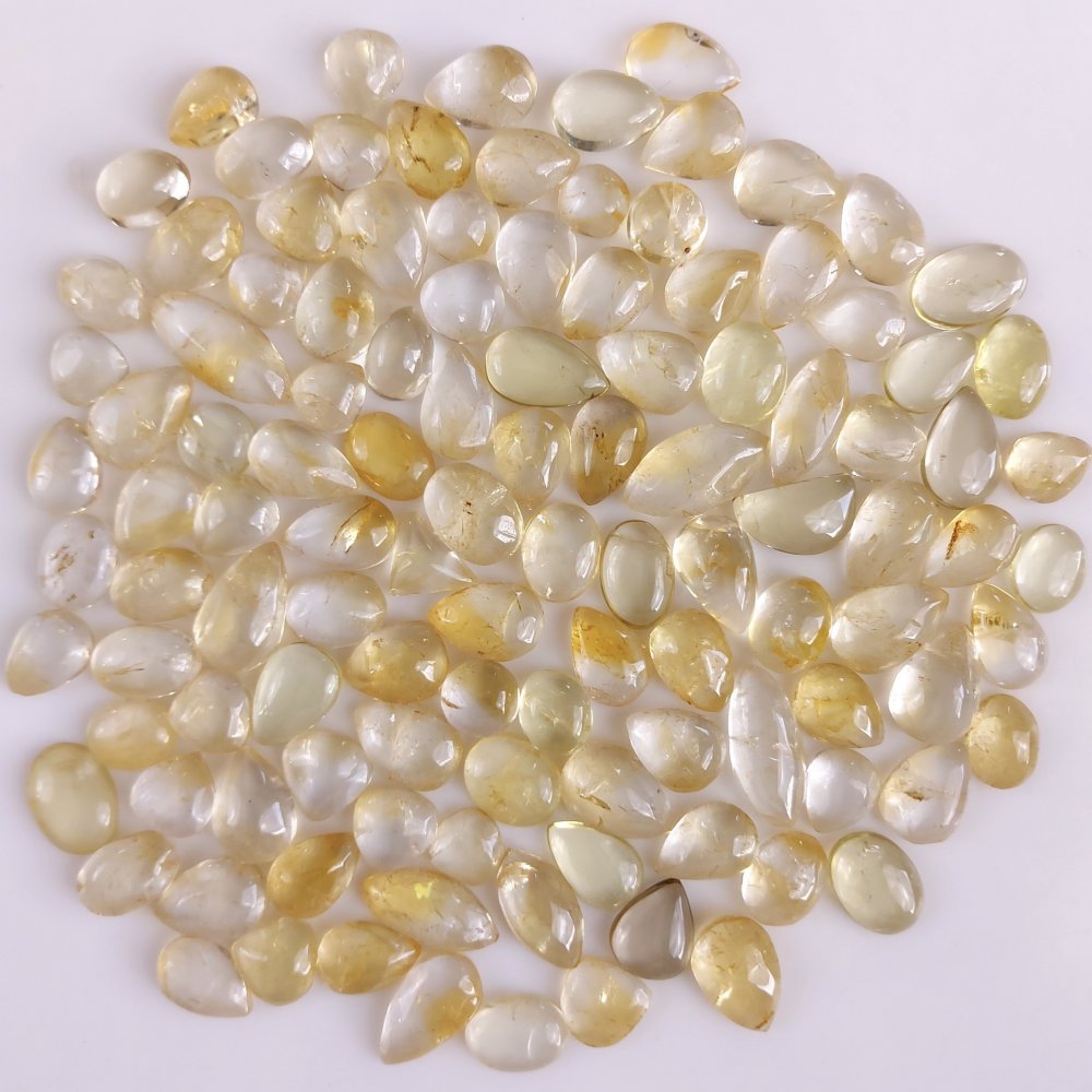 114Pcs 758Cts Natural Yellow Citrine Gemstone Smooth Cabochon Lot Both Side polish 20x8 7x6mm#506