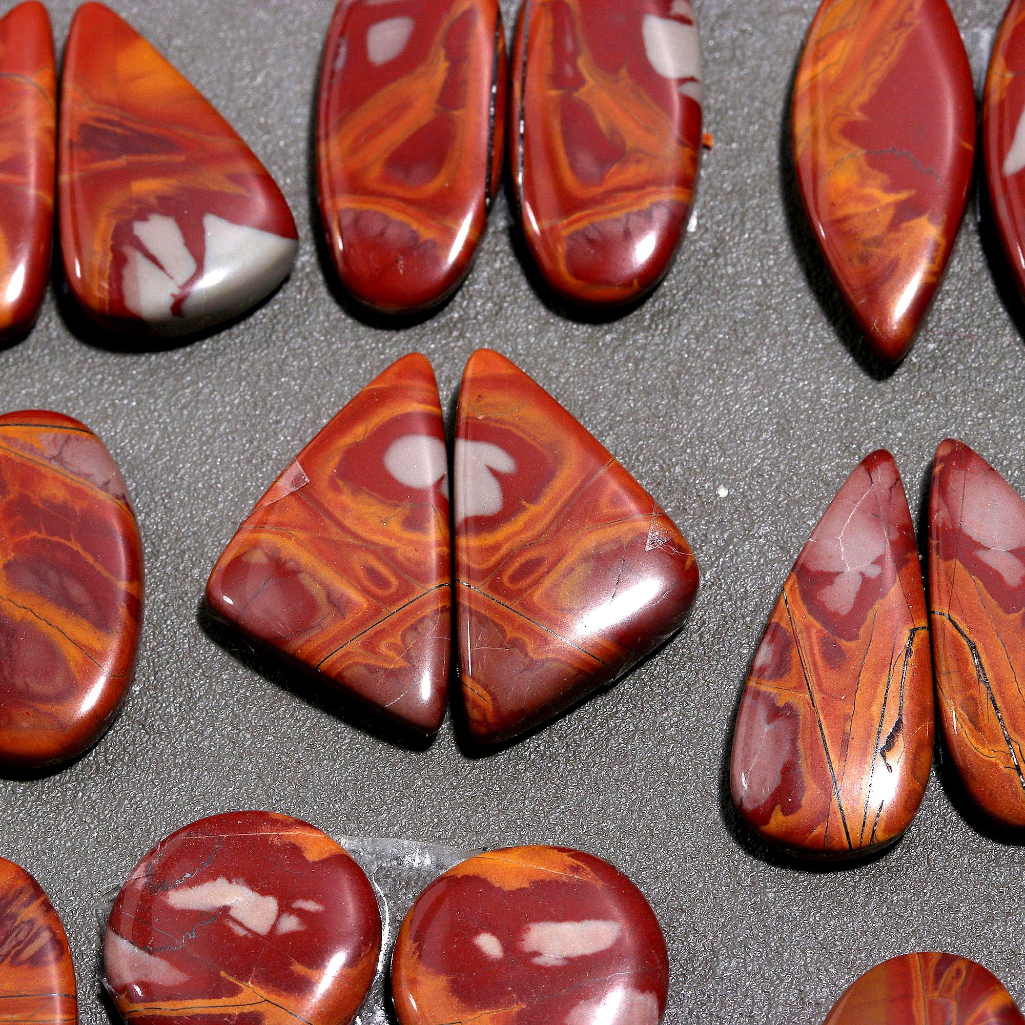 14Pair 225CtsNatural Smooth Noreena Jasper Matched Earring Pair Mix Loose Gemstone Cabochon Pair Lot Size 22x12 12x12mm