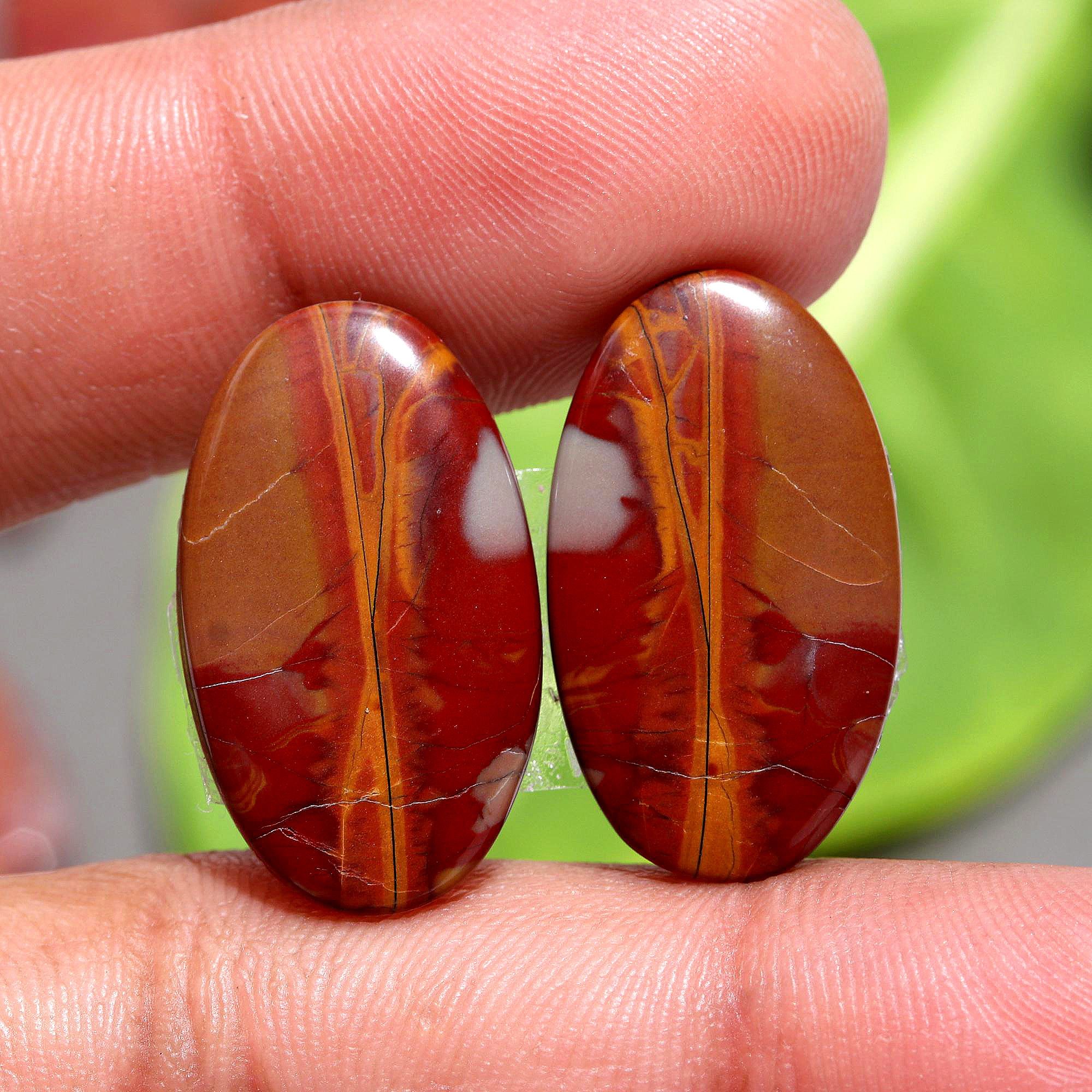 14Pair 225Cts.Natural Smooth Noreena Jasper Matched Earring Pair Mix Loose Gemstone Cabochon Pair Lot Size 22x12 12x12mm