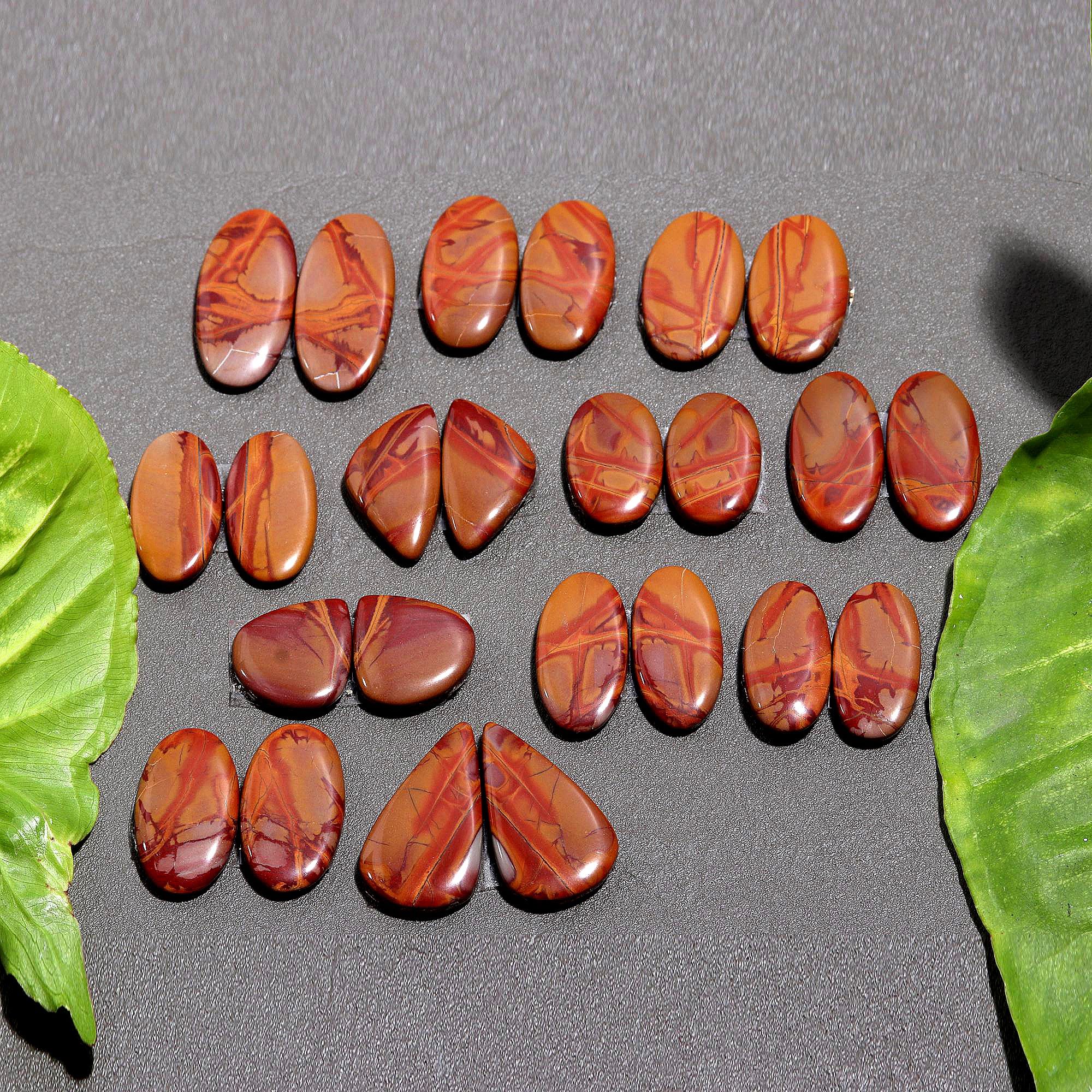 12Pair 213CtsNatural Noreena Jasper Loose Gemstone Cabochon Earring Pair Lots Semi Precious Crystal Jewelry Mix Shapes  Size 24x13 15x15mm