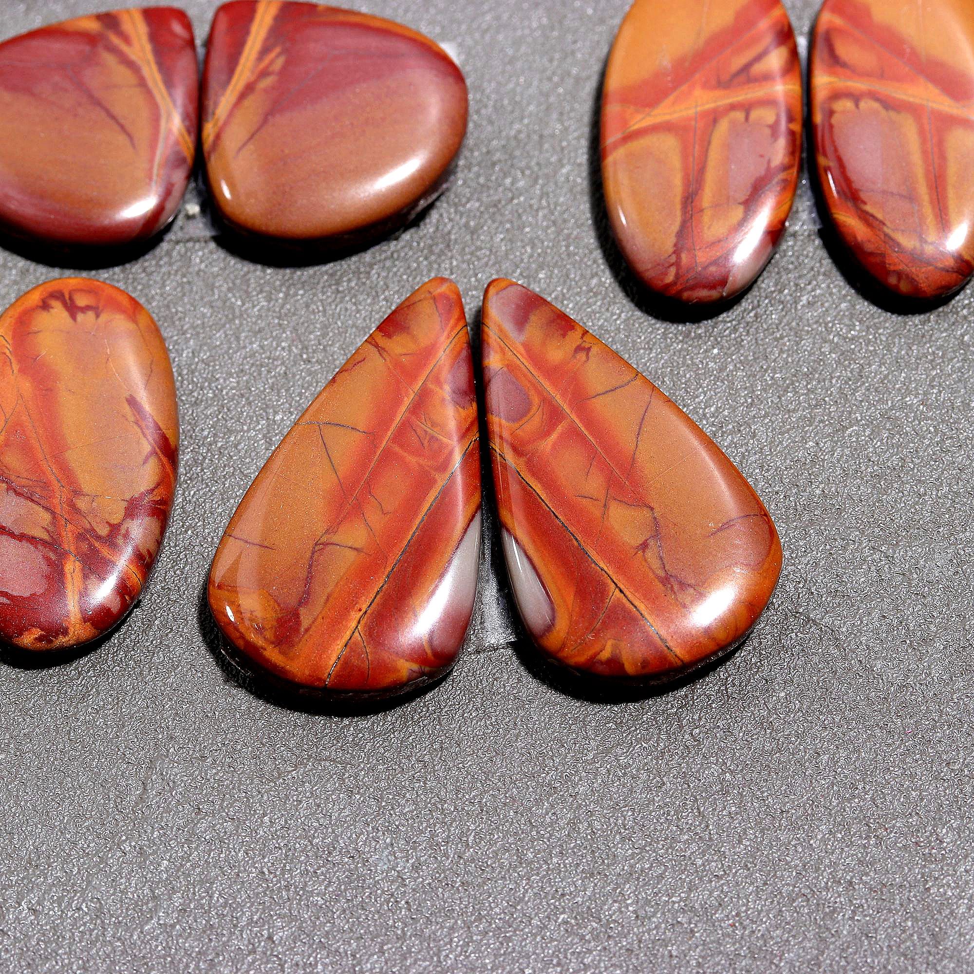 12Pair 213CtsNatural Noreena Jasper Loose Gemstone Cabochon Earring Pair Lots Semi Precious Crystal Jewelry Mix Shapes Size 24x13 15x15mm