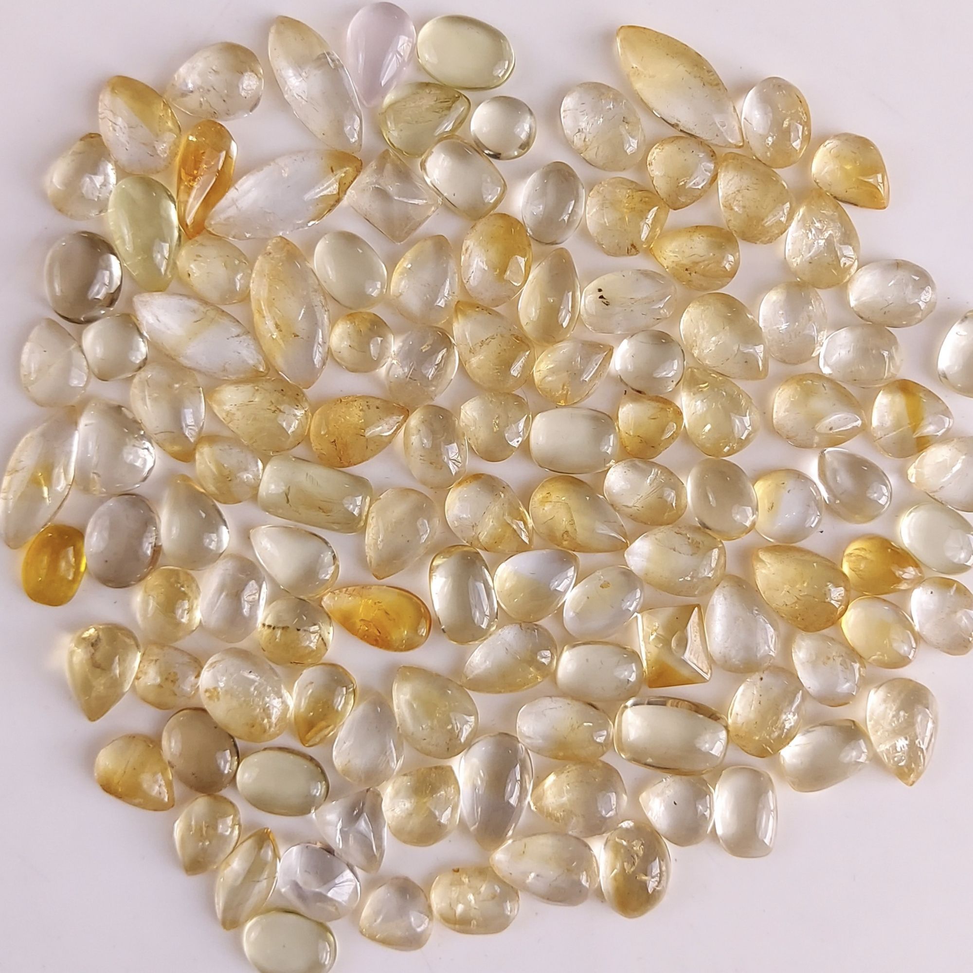 115Pcs 466Cts Natural Yellow Citrine Gemstone Smooth Cabochon Lot Both Side polish 20x7 6x6mm507