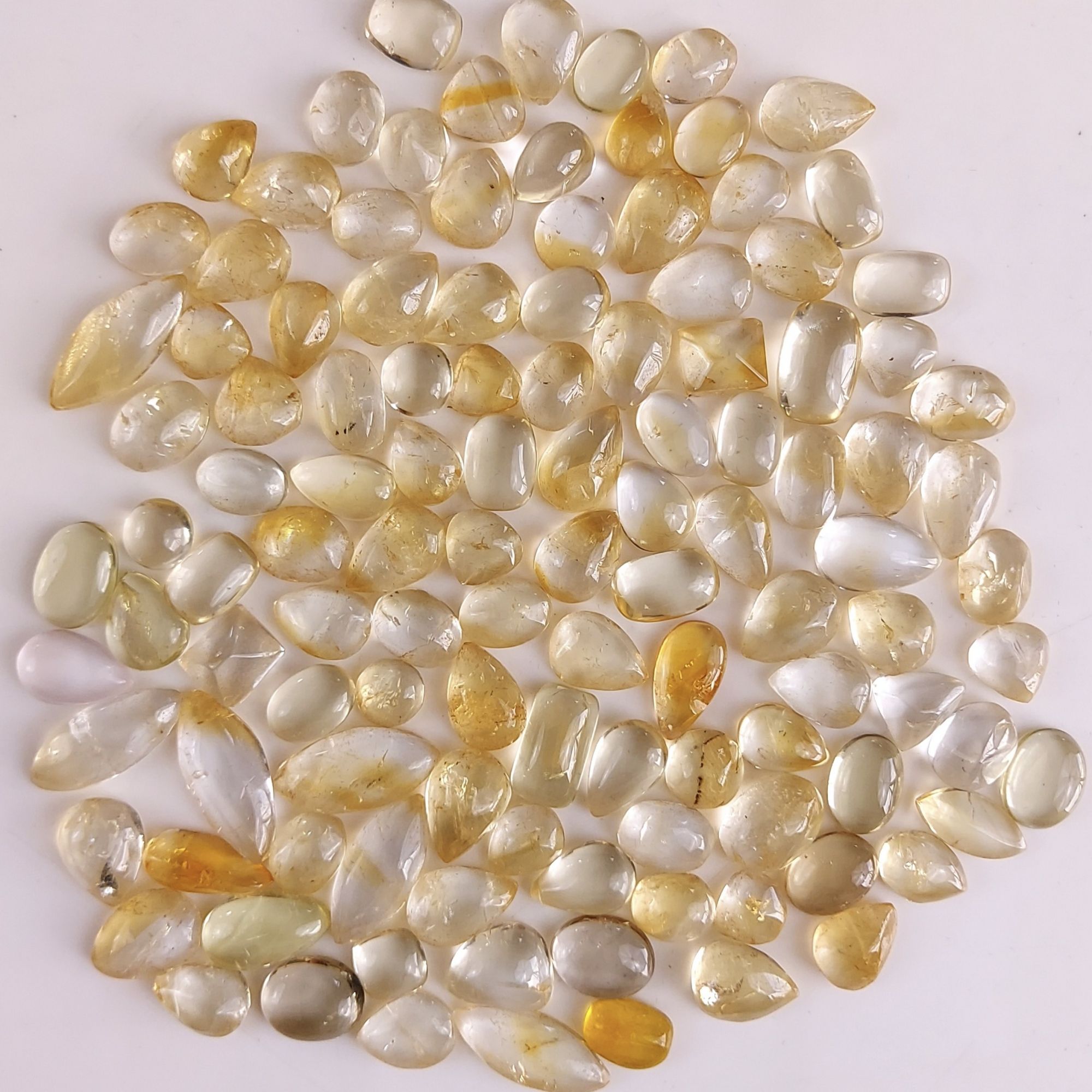 115Pcs 466Cts Natural Yellow Citrine Gemstone Smooth Cabochon Lot Both Side polish 20x7 6x6mm507