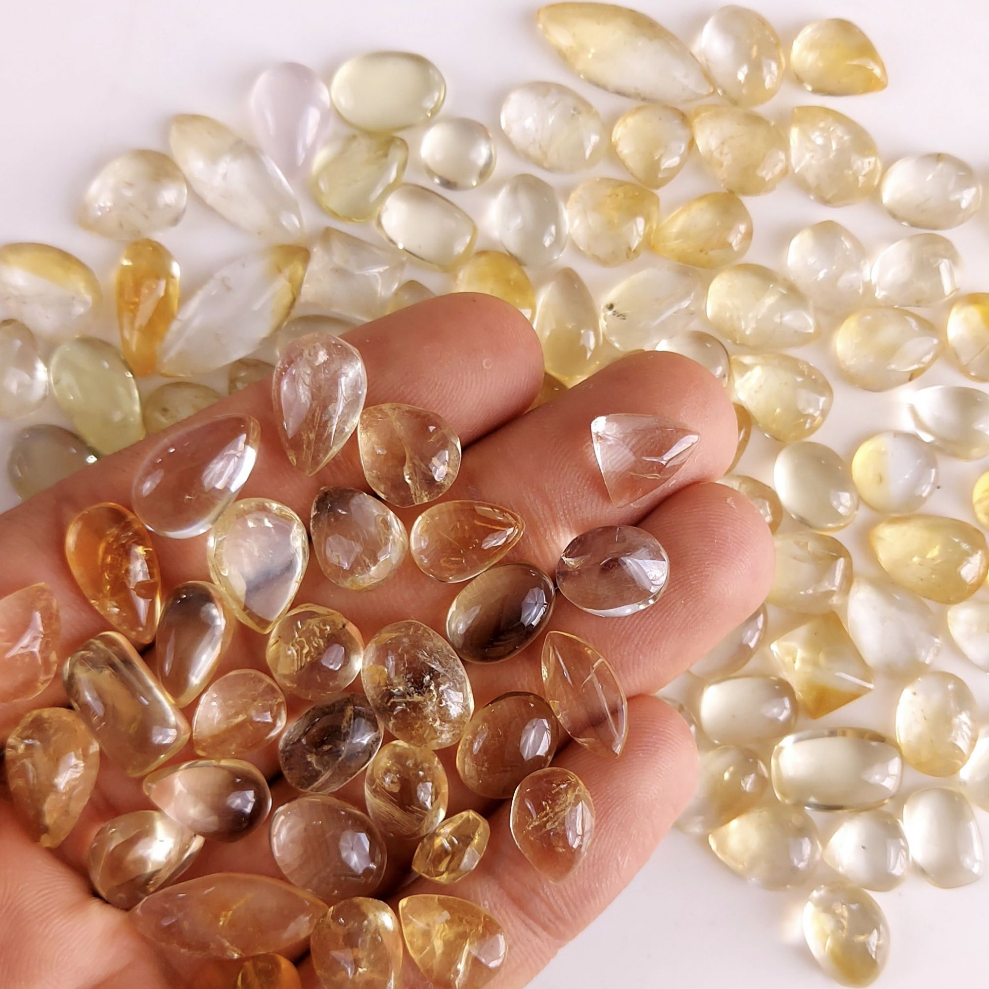 115Pcs 466Cts Natural Yellow Citrine Gemstone Smooth Cabochon Lot Both Side polish 20x7 6x6mm507