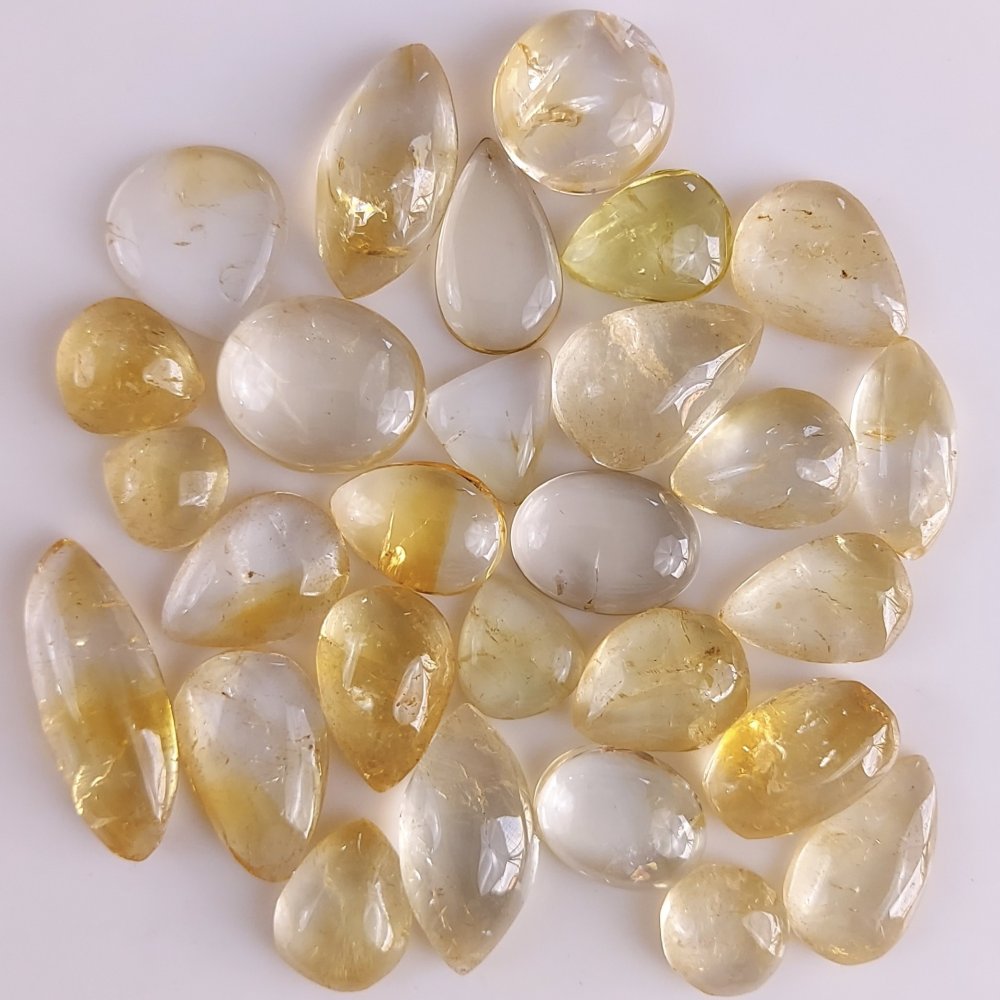 28Pcs 557Cts Natural Yellow Citrine Gemstone Smooth Cabochon Lot Both Side polish 35x12 11x11mm#508