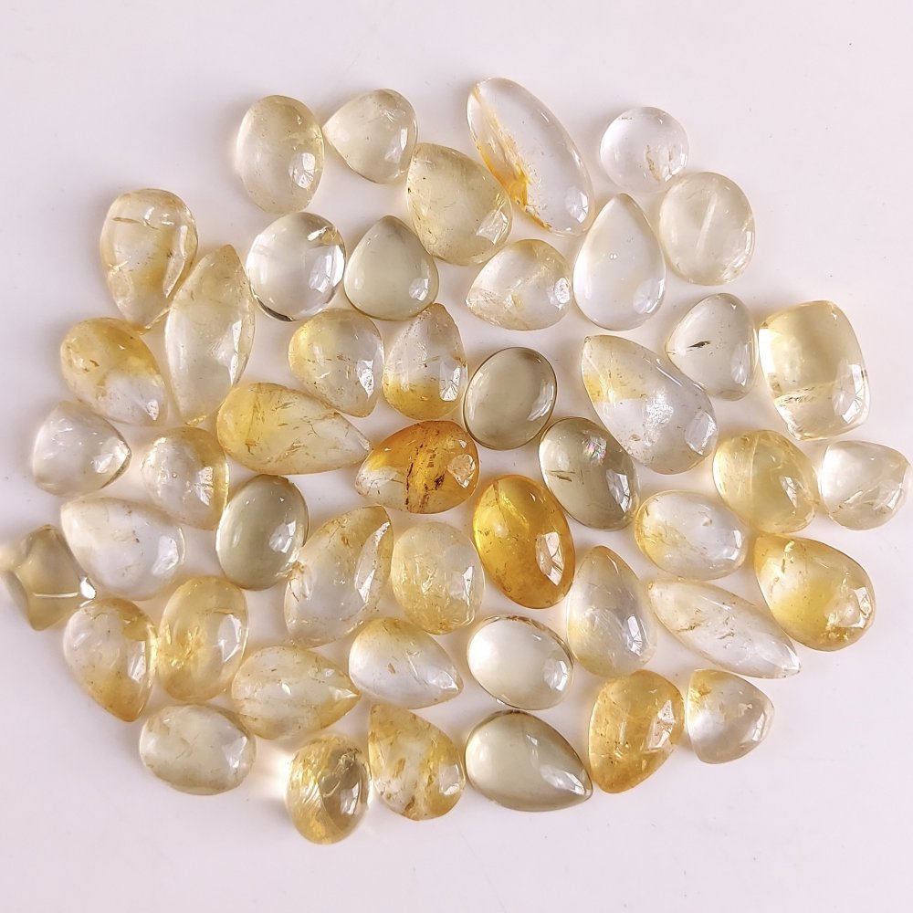 47Pcs 493Cts Natural Yellow Citrine Gemstone Smooth Cabochon Lot Both Side polish 22x9 10x10 mm#509