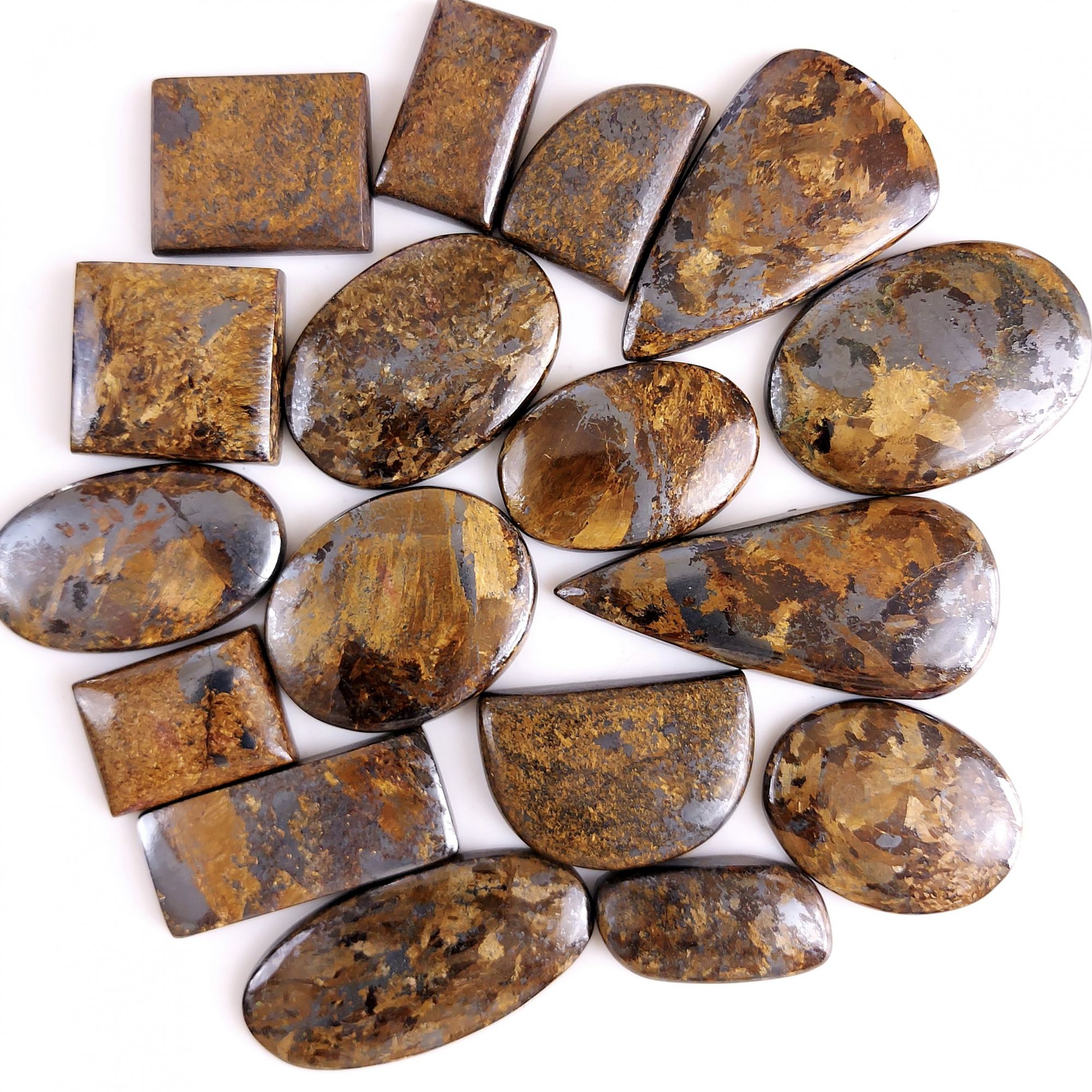 17Pcs 891Cts Natural Green Malachite Loose Cabochon Gemstone Lot Free Size Stone Back Side Unpolished 50x20 25x10 mm#511