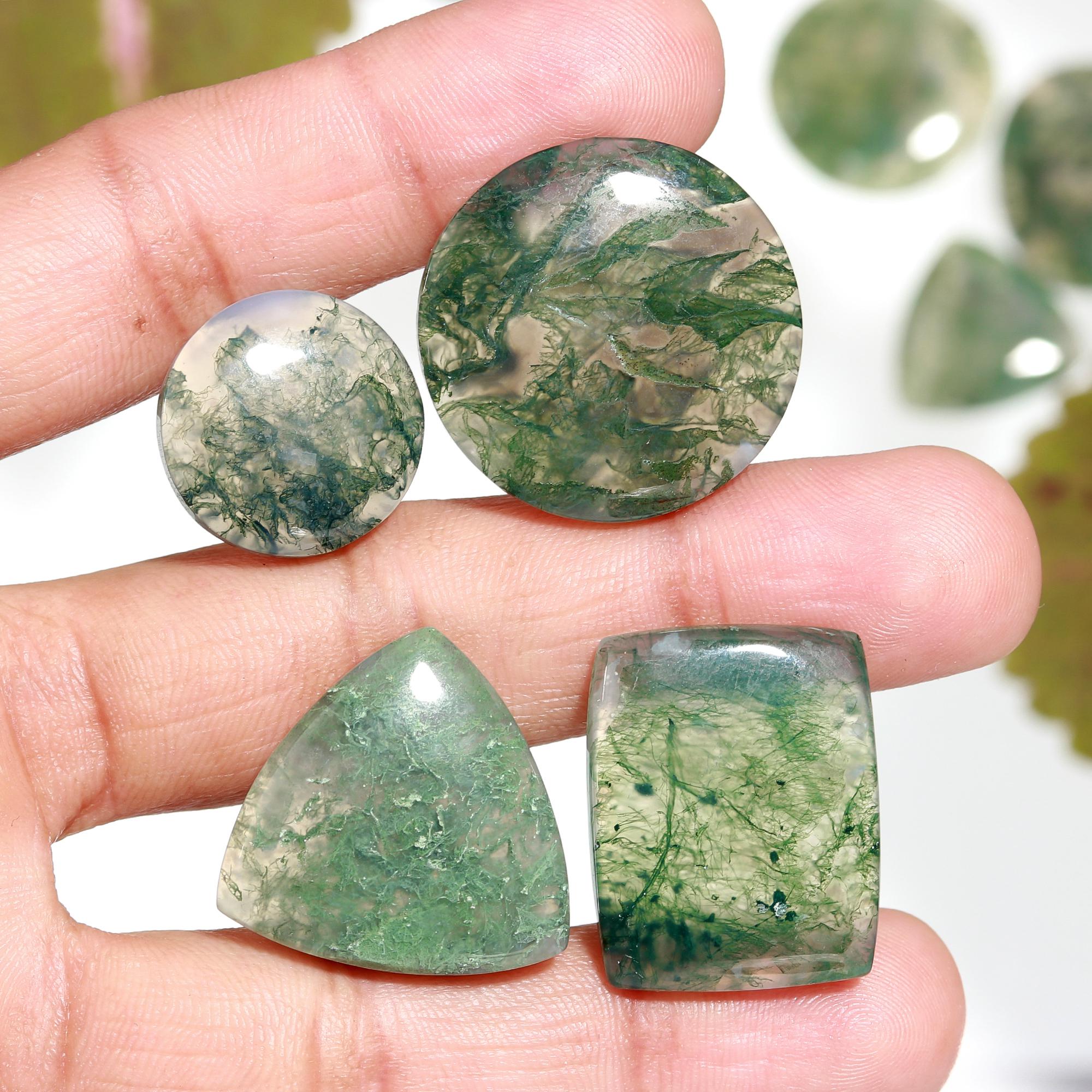 14Pcs lot 281Cts Natural Green Moss Agate Cabochon Lots Mixed Shapes And Sizes Moss Agate loose gemstone Cabochon Wholesale Lot 24x24 16x16mm