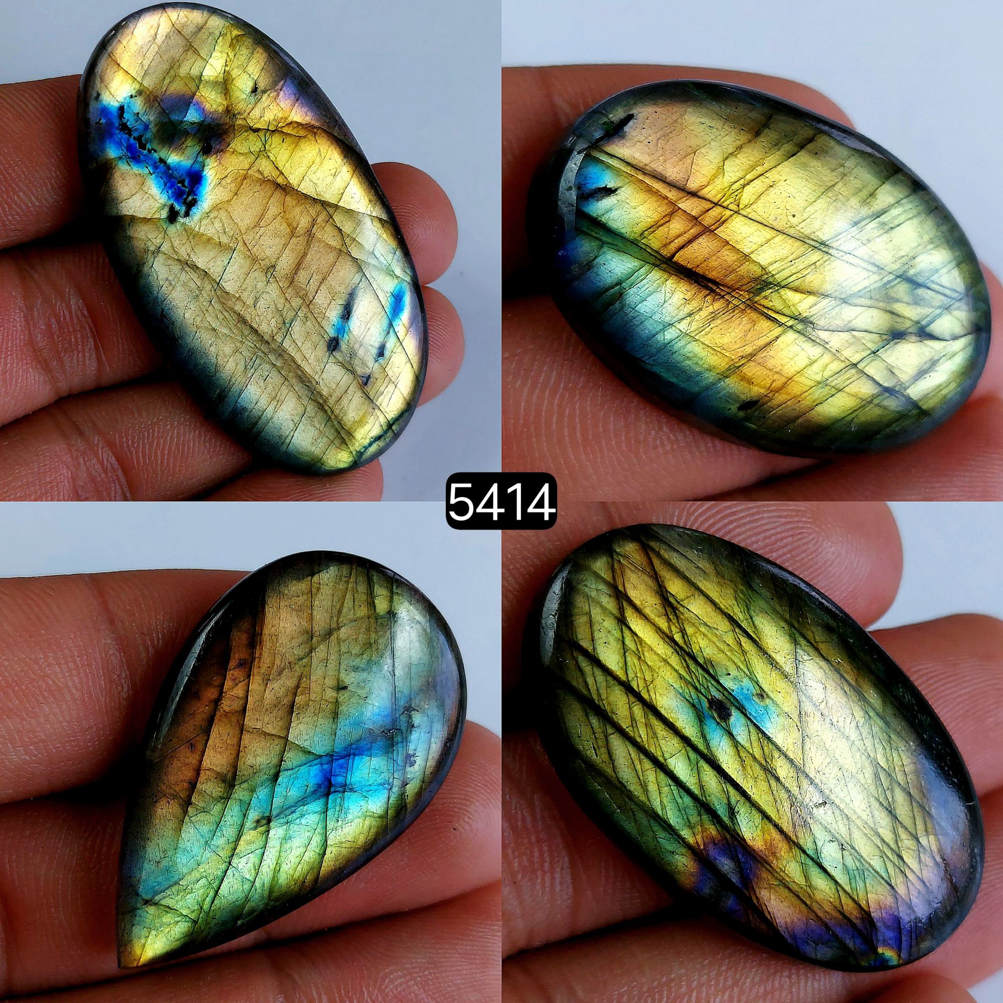 4 Pcs Lot 283Cts Natural Labradorite Oval Shape Cabochon Loose Gemstone For Jewelry Making Crystal Cabochon Semi-Precious Labradorite Gemstone 57x30-34x23mm