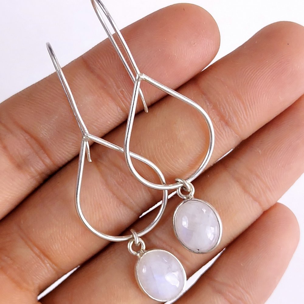 12Pair 290Cts Natural Rainbow Moonstone Silver Plated Earring Pair 10x8 mm#G-543
