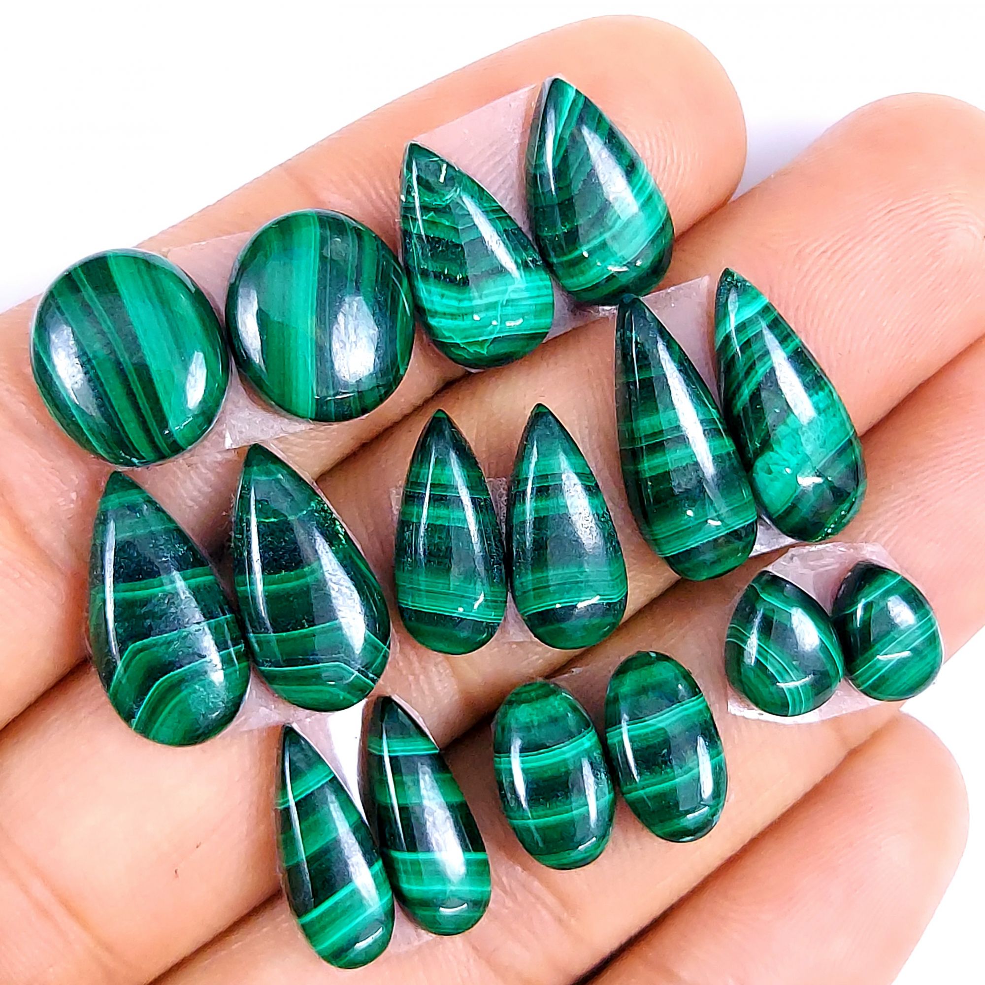 8pair Lot 78Cts Natural Green Malachite Pair Lot Cabochon Gemstone Malachite Drop Dangle Earrings Gemstone Earrings Jewelry 18x7 9x7mm 5619