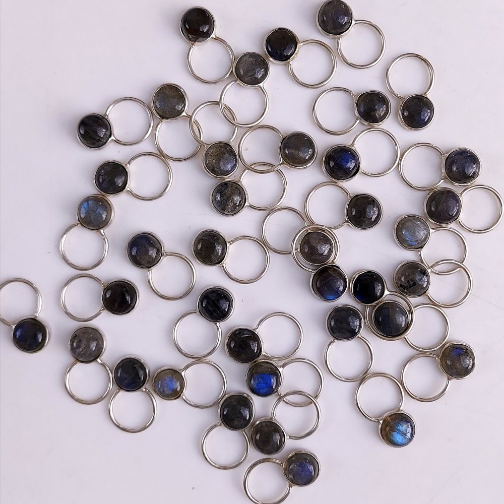 39Pcs 228Cts Natural Blue Labradorite Silver Plated Gemstone Earring Pair Connector Lot 8x8mm#569