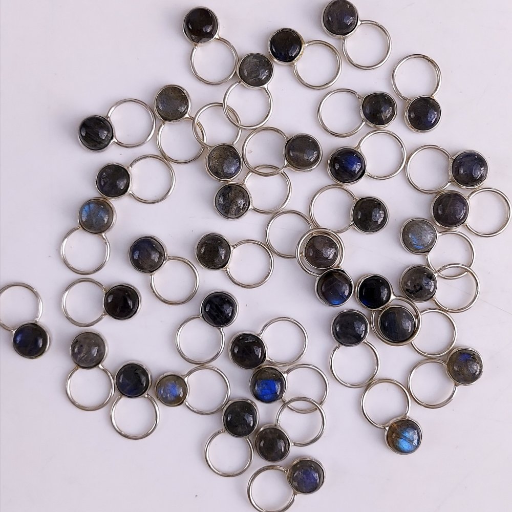 39Pcs 228Cts Natural Blue Labradorite Silver Plated Gemstone Earring Pair Connector Lot 8x8mm#569