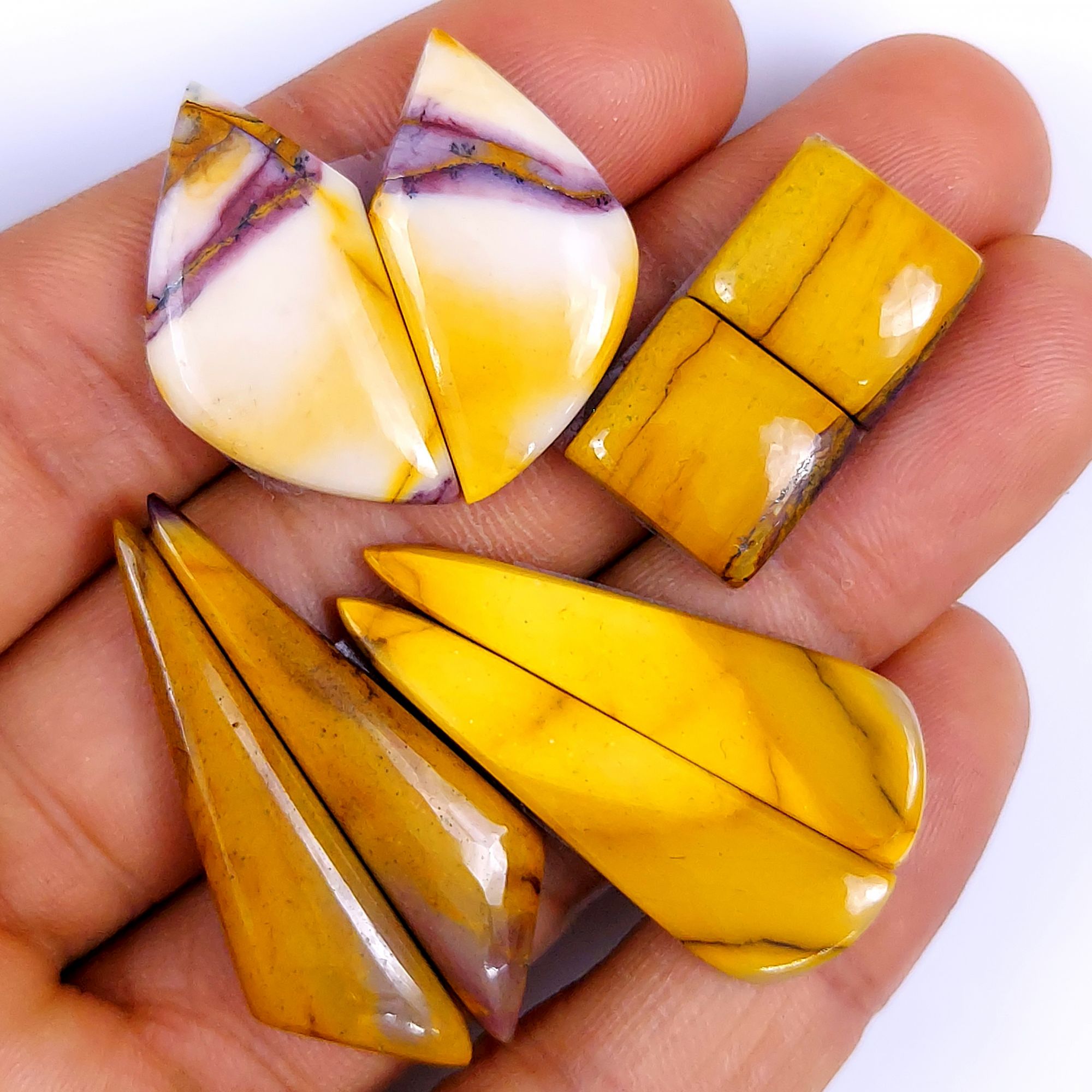 4 Pair 69Cts Natural Mookaite Jasper Loose Cabochon Gemstone Earring Pair For Jewelry Making Gemstone Mix Size & Shape Lot 38x9 14x12mm #5707