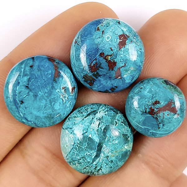 4 Pcs 57Cts Natural Chrysocolla Cabochon Lot Healing stone crystal,Loose gemstones Chrysocolla Mix Shape &amp; Size Jewelry making Gemstone 17x17 14x14mm #5726