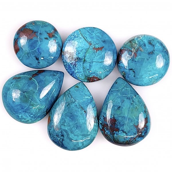 6 Pcs 75Cts Natural Chrysocolla Cabochon Lot Healing stone crystal,Loose gemstones Chrysocolla Mix Shape &amp; Size Jewelry making Gemstone 20x15 15x15mm #5727