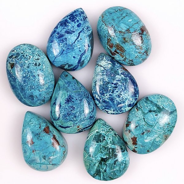 8 Pcs 90Cts Natural Chrysocolla Cabochon Lot Healing stone crystal,Loose gemstones Chrysocolla Mix Shape &amp; Size Jewelry making Gemstone 18x14 17x14mm #5735