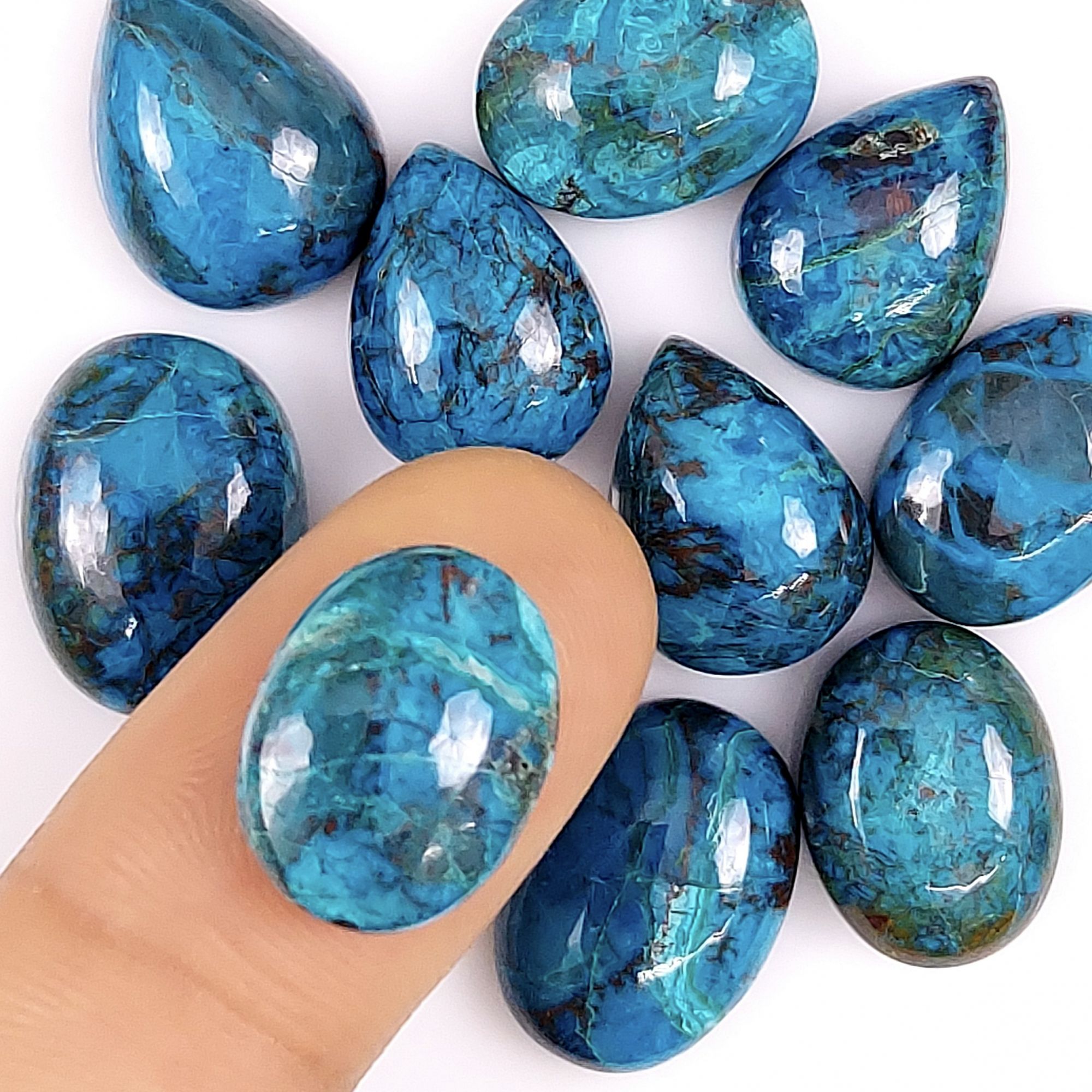 10 Pcs 116Cts Natural Chrysocolla Cabochon Lot Healing stone crystal,Loose gemstones Chrysocolla Mix Shape & Size Jewelry making Gemstone 17x14 6x12mm #5738