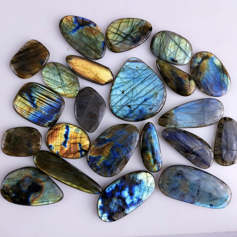 21Pcs 1802Cts Natural Labradorite Cabochon Loose Palm Gemstone For Crystal Healing 63x30 34x25mm#574