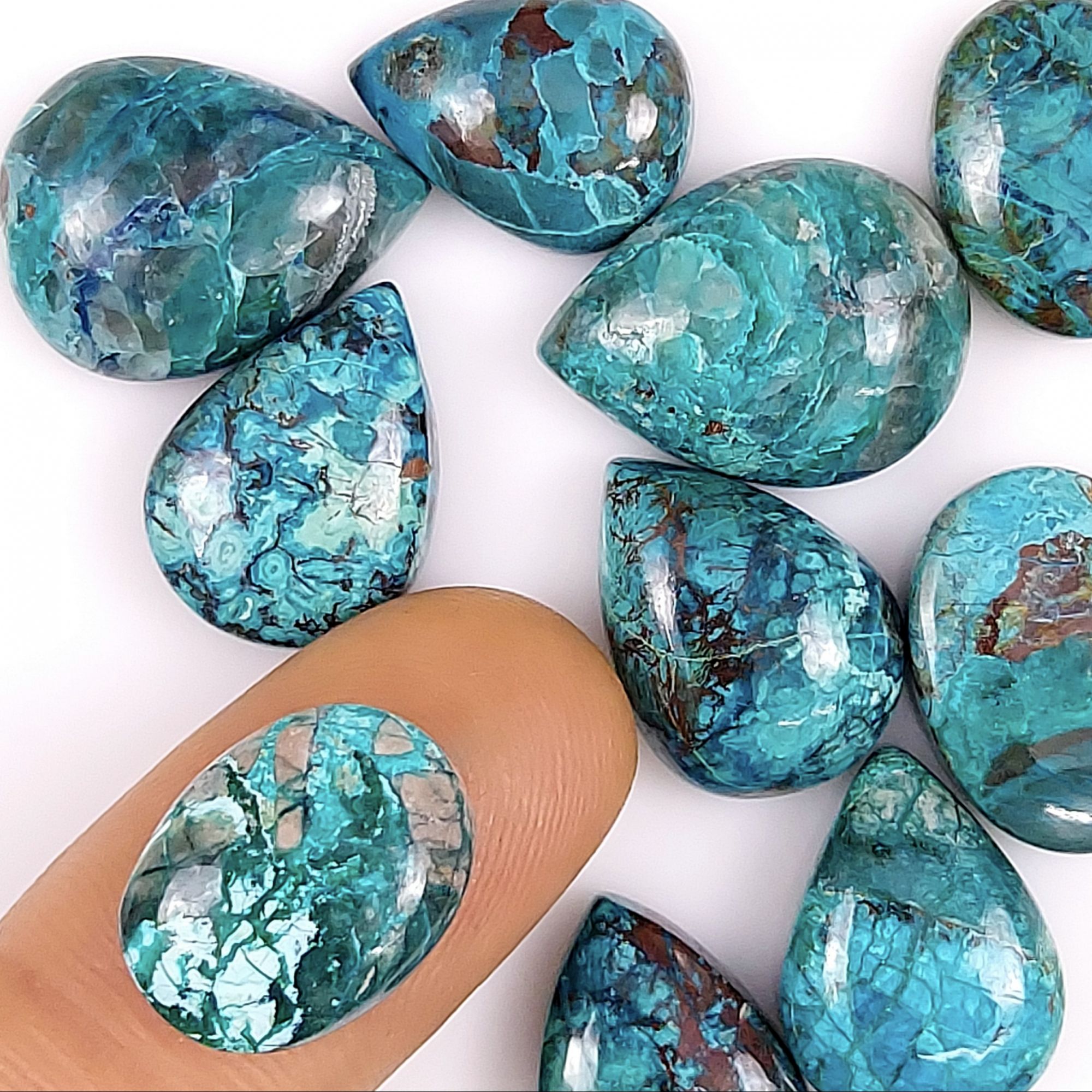 10 Pcs 113Cts Natural Chrysocolla Cabochon Lot Healing stone crystal,Loose gemstones Chrysocolla Mix Shape & Size Jewelry making Gemstone 20x15 16x12mm #5758