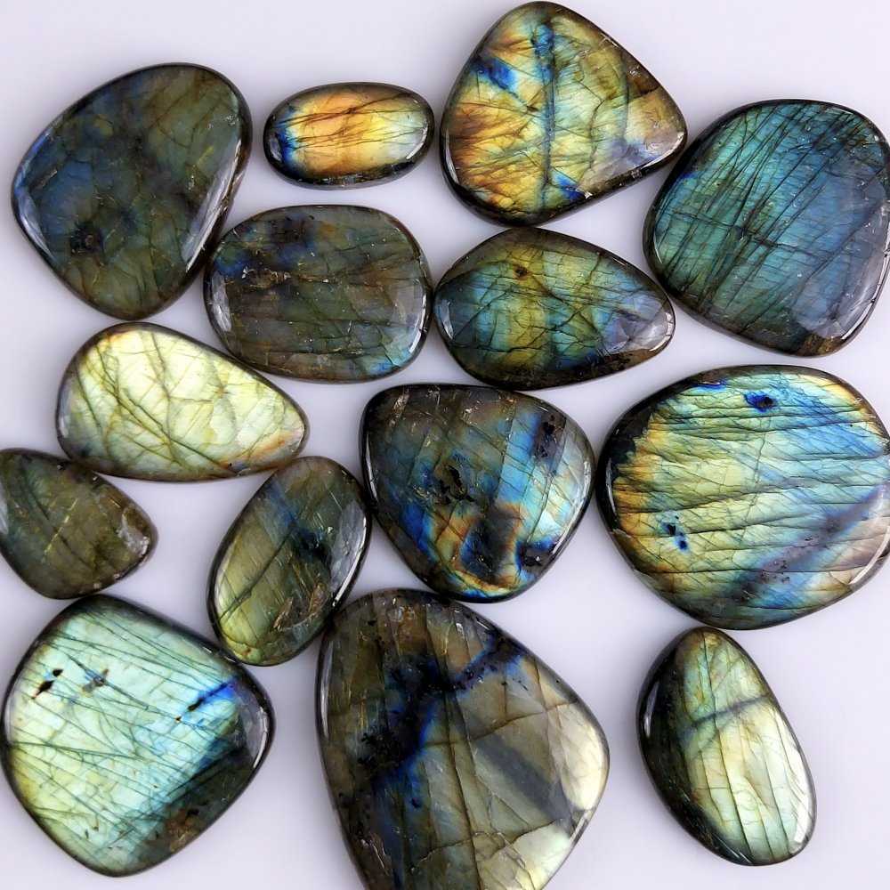 13Pcs 1006Cts Natural Labradorite Palm Cabochon Back Unpolished Loose Gemstone For Crystal Healing  55x40 25x14mm#578