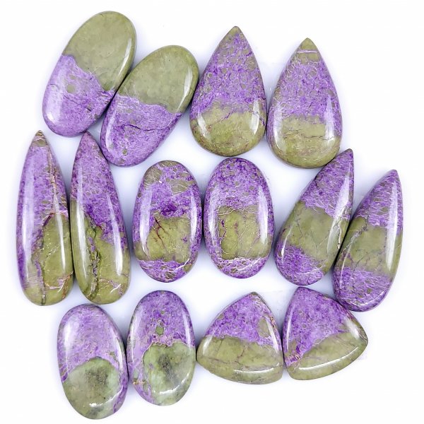7 Pairs 232Cts Natural Purple Stichtite pair lot Mix Shape Cabochon Loose Gemstone Size 40x14 20x20 mm#R-5900